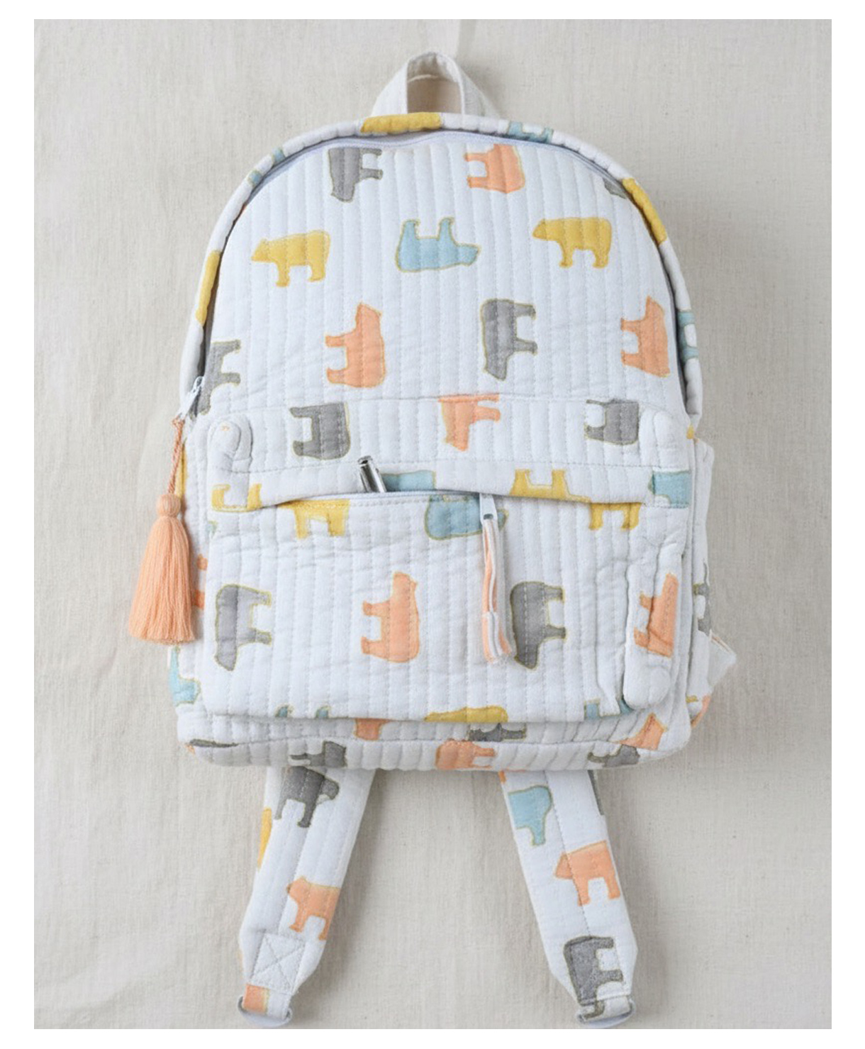 PEXX Cotton Backpack Panda Print Orange-Height 12 inches-image-11