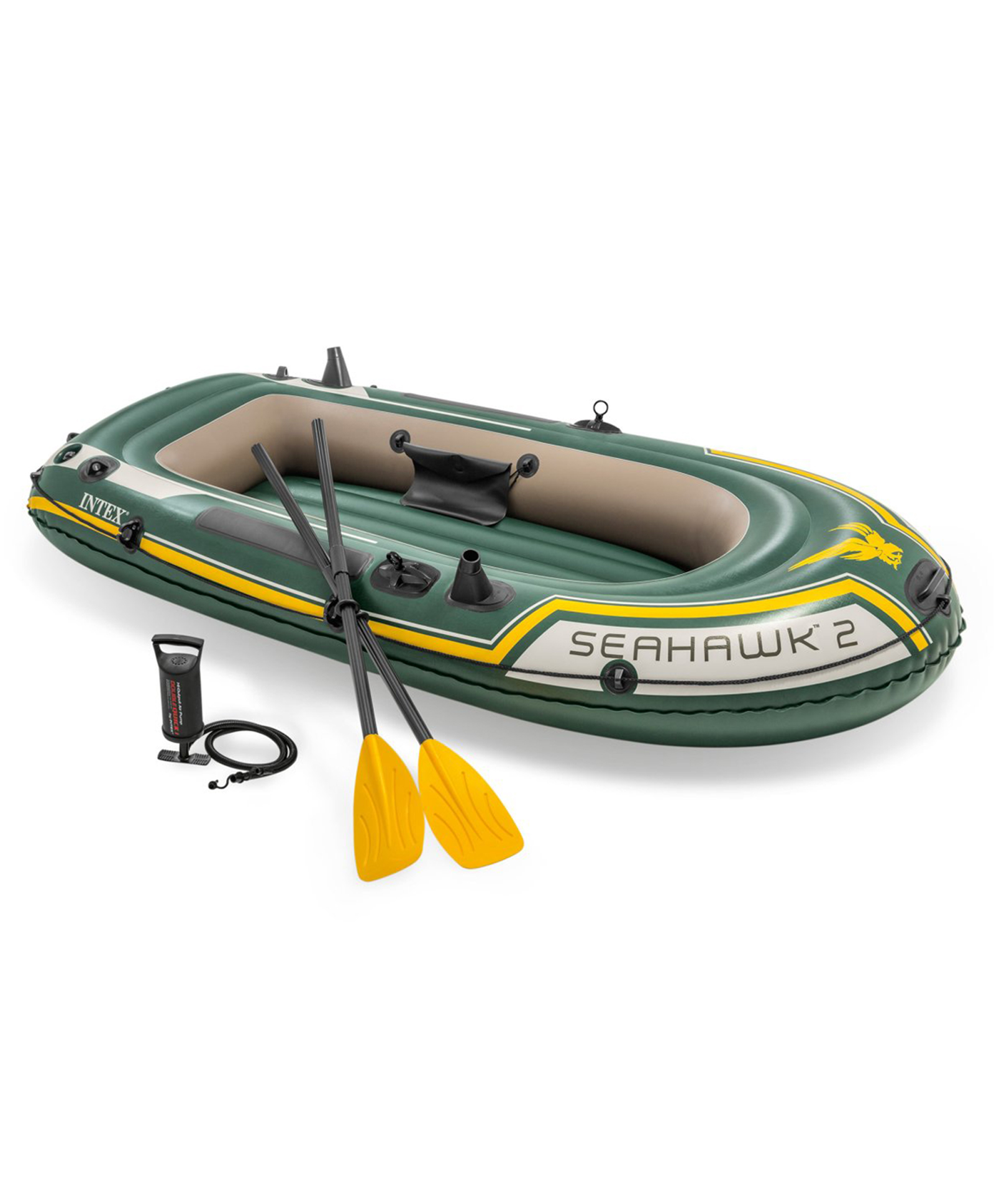 INTEX SEAHAWK 2 Person Inflatable Fishing Boat Raft Accessory Pump Dinghy 3 air Chamber Vinyl Water Sport Pvc Boat-picture-21