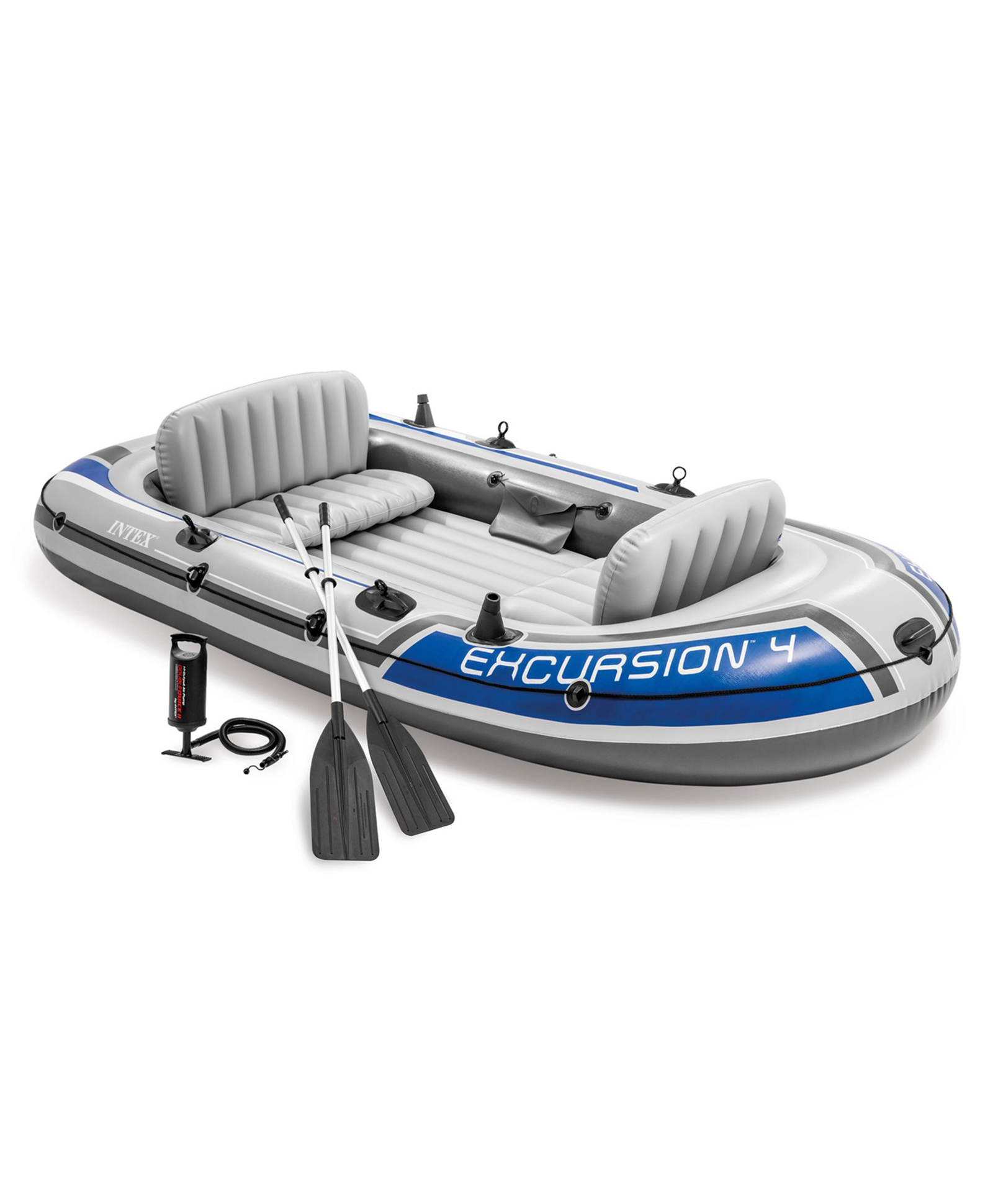 Intex Excursion 4, 4' Person Inflatable Boat for Flood Rescue, Adventure, Rafting, Fishing, Fun and Enjoyment in River and Swimming Pool with Oars & Air Pump-image-49