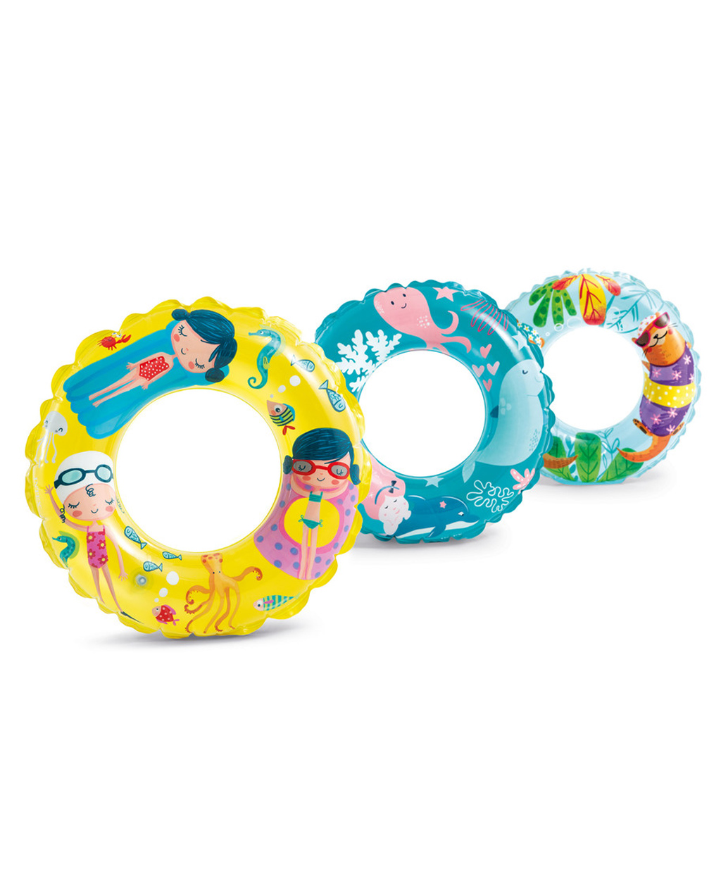 Intex Inflatable Safety Ring Multi design Cartoon Print Ring for kids Adult beach Pool Ring 60 cm Multi print-picture-11