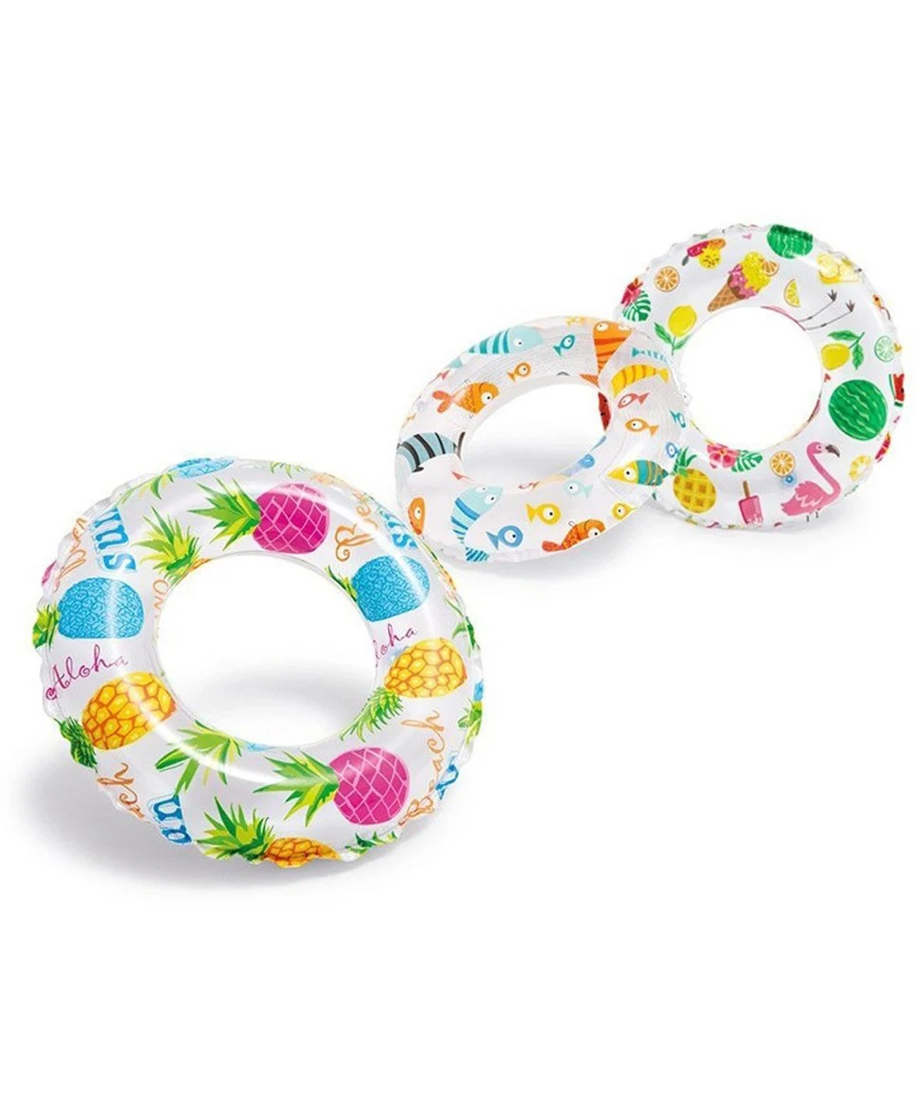 Intex Inflatable Safety Ring Multi design Cartoon Print Ring for kids Adult beach Pool Ring 60 cm Multi print swim ring float-image-30