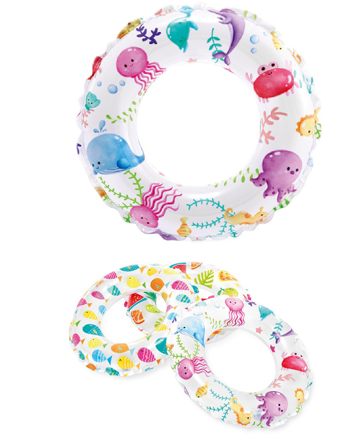 Intex Inflatable Safety Ring Multi design Cartoon Print Ring for kids Adult beach Pool Ring 50 cm Multi print Swim Tube Float Ring-image-31