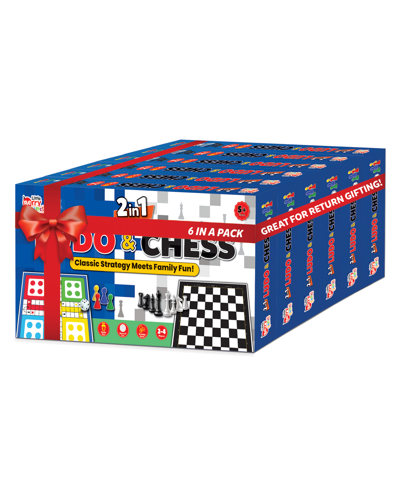 Little Berry 2 in 1 Ludo and Chess Board Game for Kids and Adults (Junior Size) - 11x11 Foldable Board (Pack of 6 Return Gifting Set)-image-28