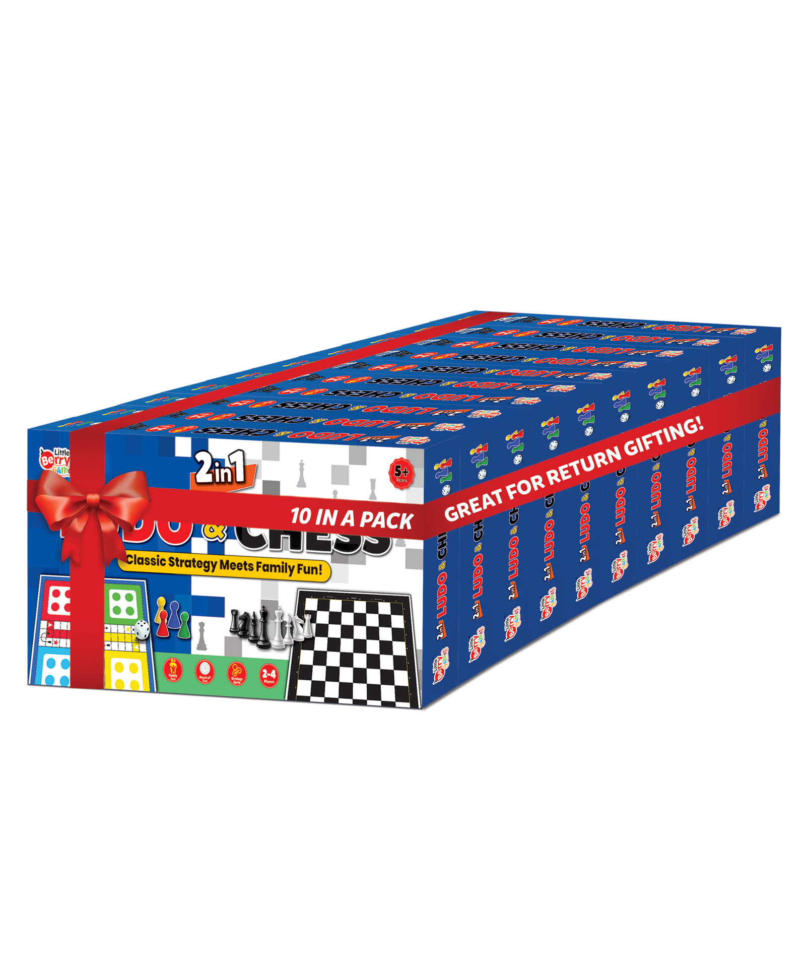 Little Berry 2 in 1 Ludo and Chess Board Game for Kids and Adults (Junior Size) - 11x11 Foldable Board (Pack of 10 Return Gifting Set)-image-29