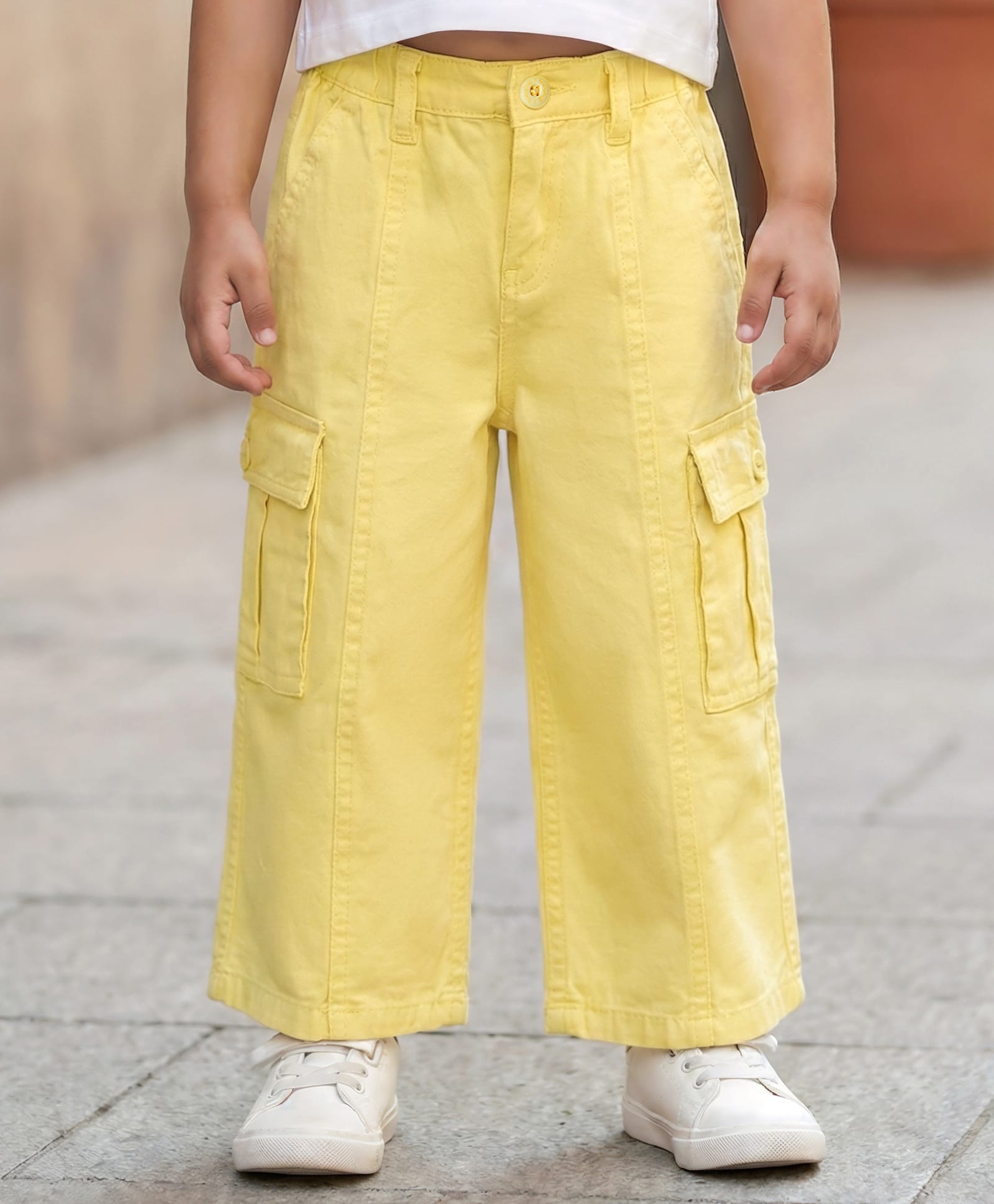 Babyhug Twill Woven Full Length Solid Colour Trousers With Stretch - Yellow-picture-21