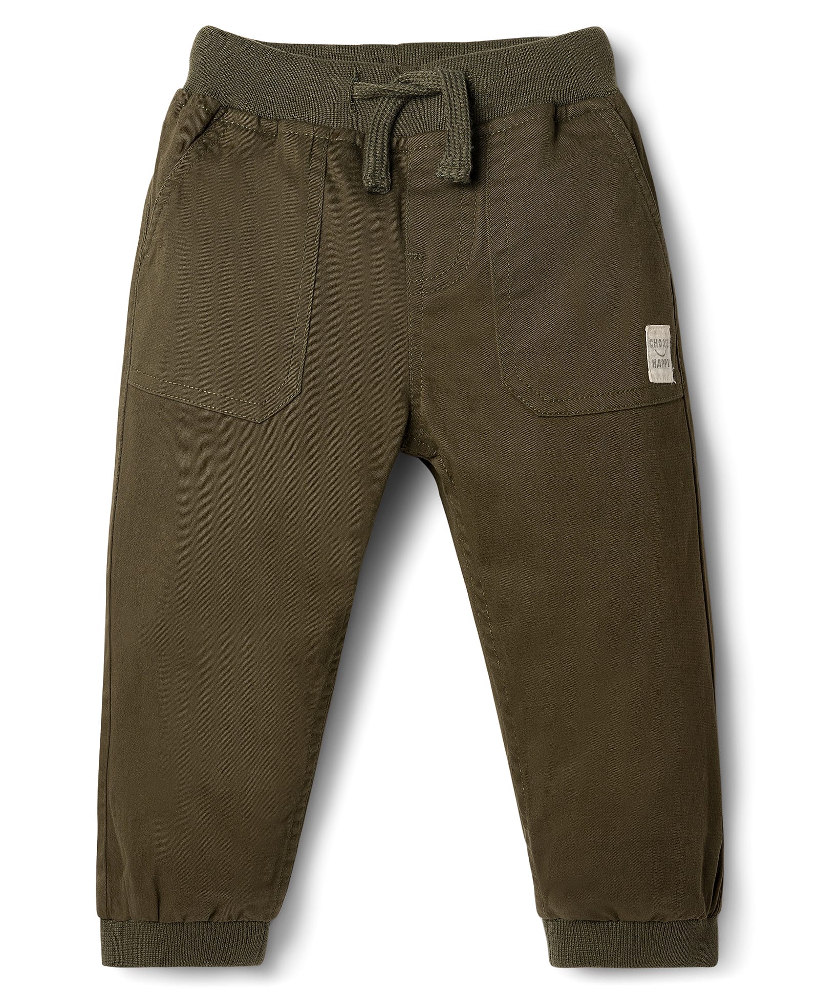 Babyhug Twill Woven Full Length Trouser Pant With Stretch - Olive Green-picture-26