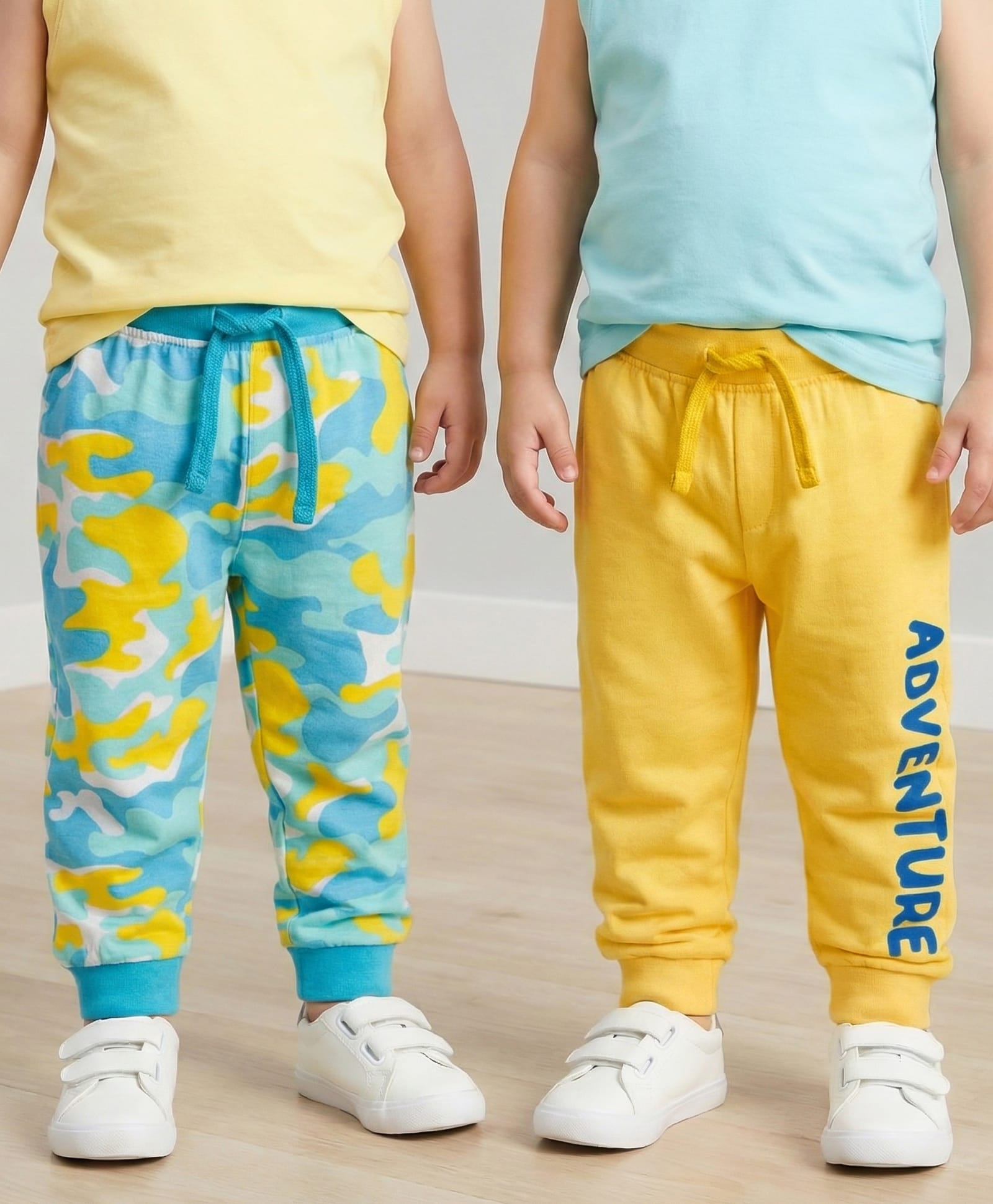 Babyhug Cotton Jersey Knit Full Length Lounge Pants with Camouflage & Adventure Print Pack of 2 - Multicolor