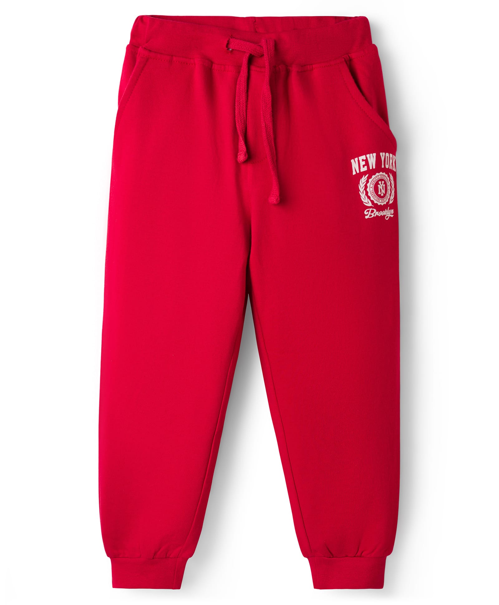 Babyhug Looper Knit Full Length Lounge Pant With Text Print - Red-picture-10
