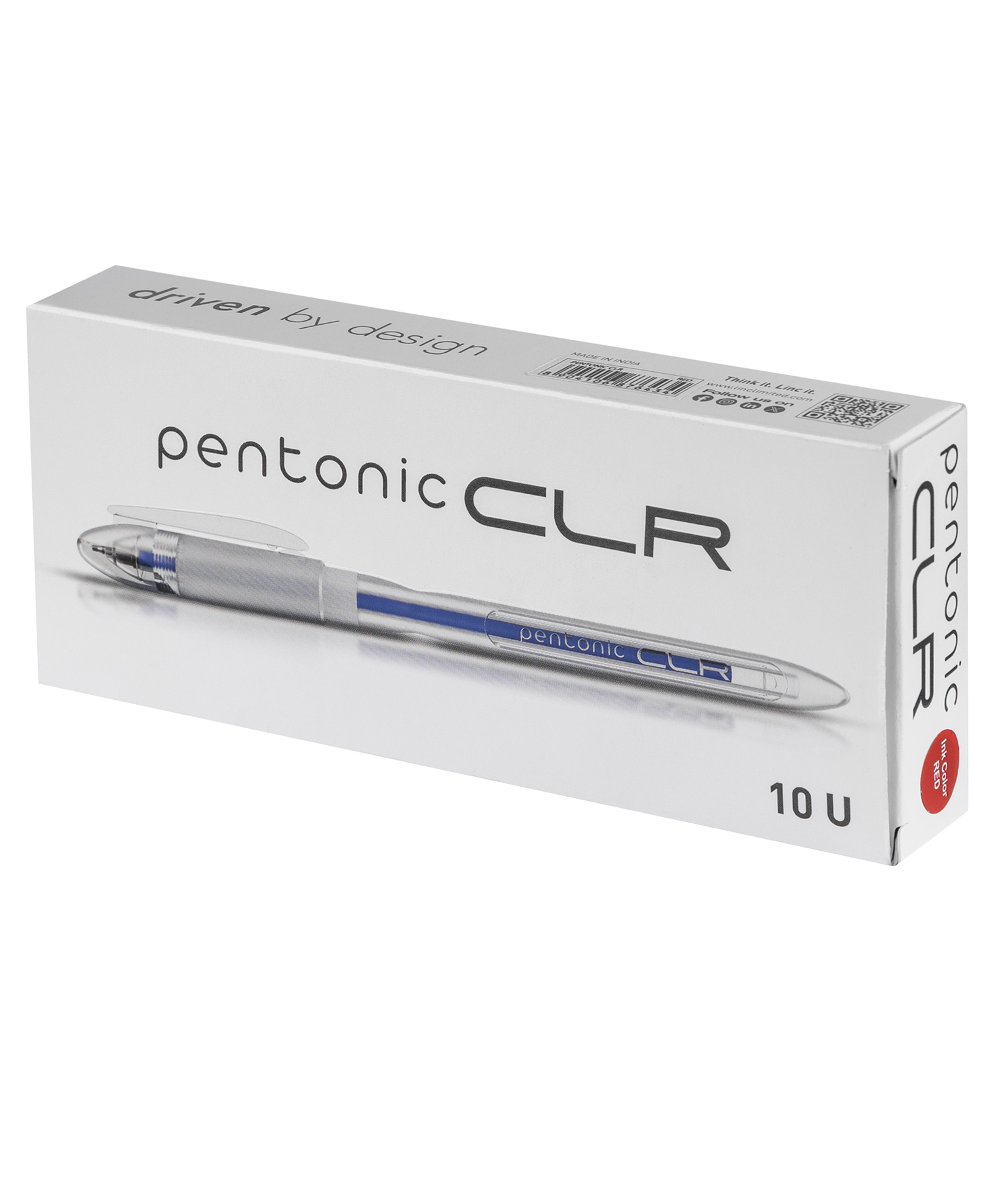 Pentonic CLR Ball Pens, 0.7 mm, Red Ink, Pack of 10-image-3