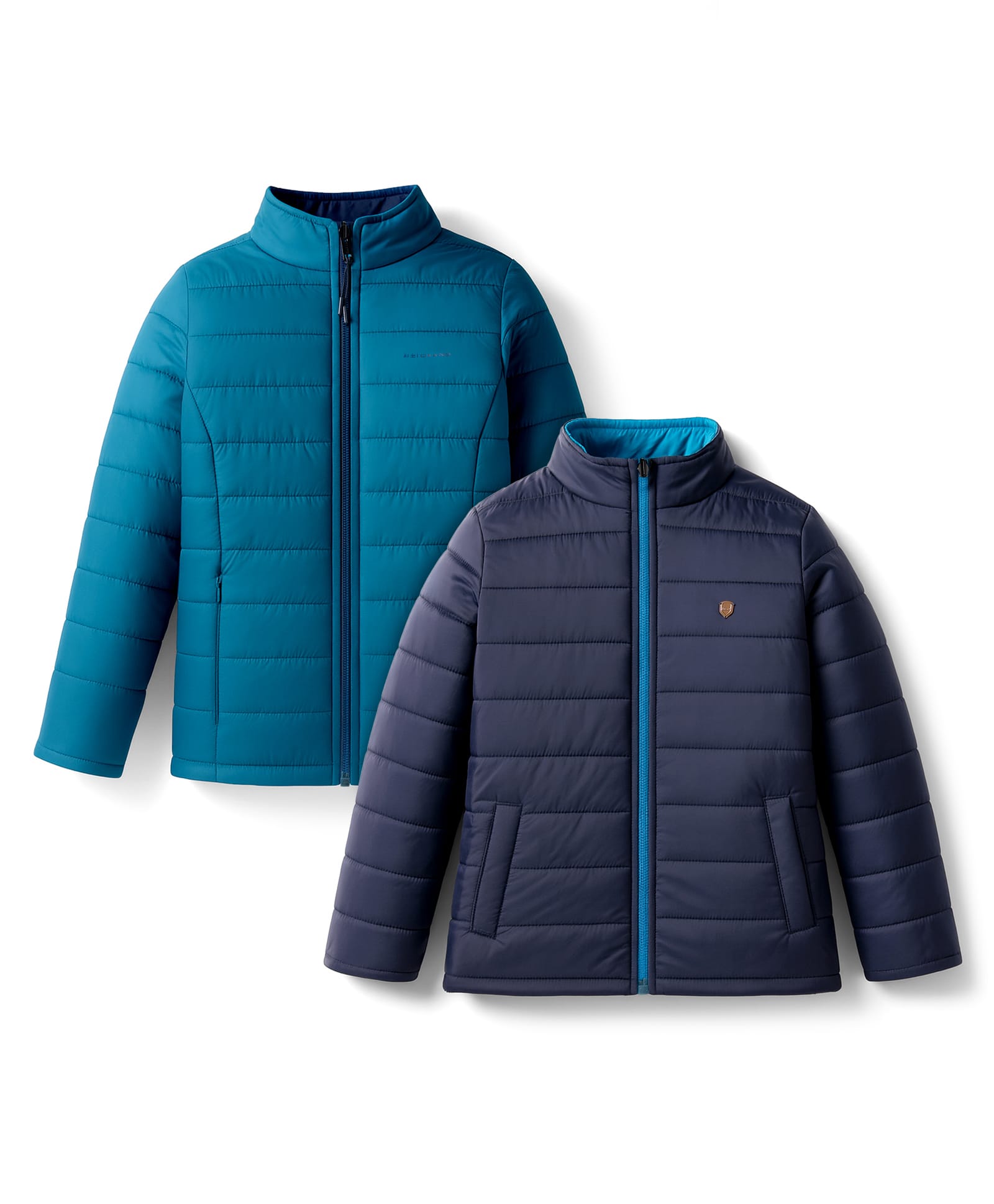 Okane Woven Full Sleeves Solid Reversible Padded Jacket - Teal Blue