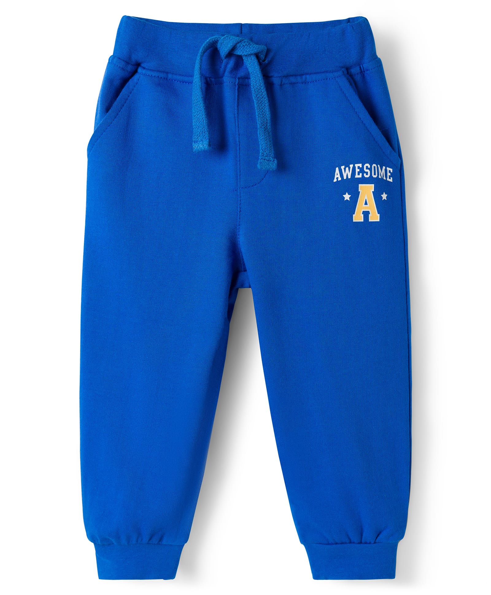 Babyhug Looper Knit Full Length Lounge Pant With Text Print - Blue-picture-25