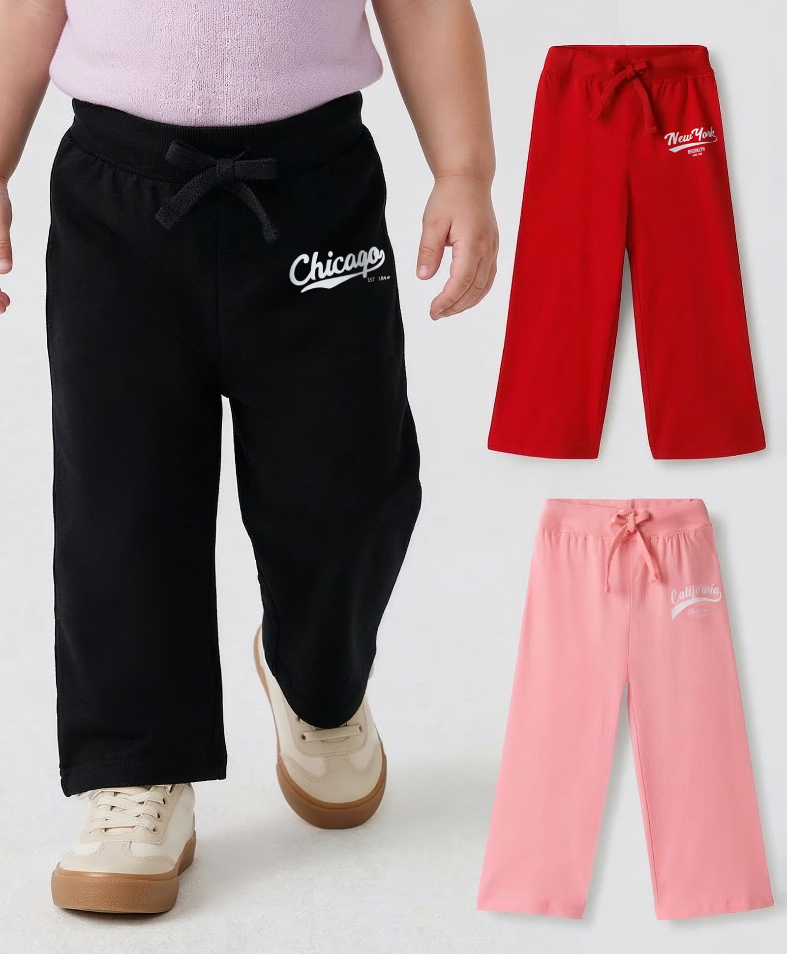 Babyhug Single Jersey Knit Full Length Lounge Pants with City Print Pack of 3 - Multicolor-image-16