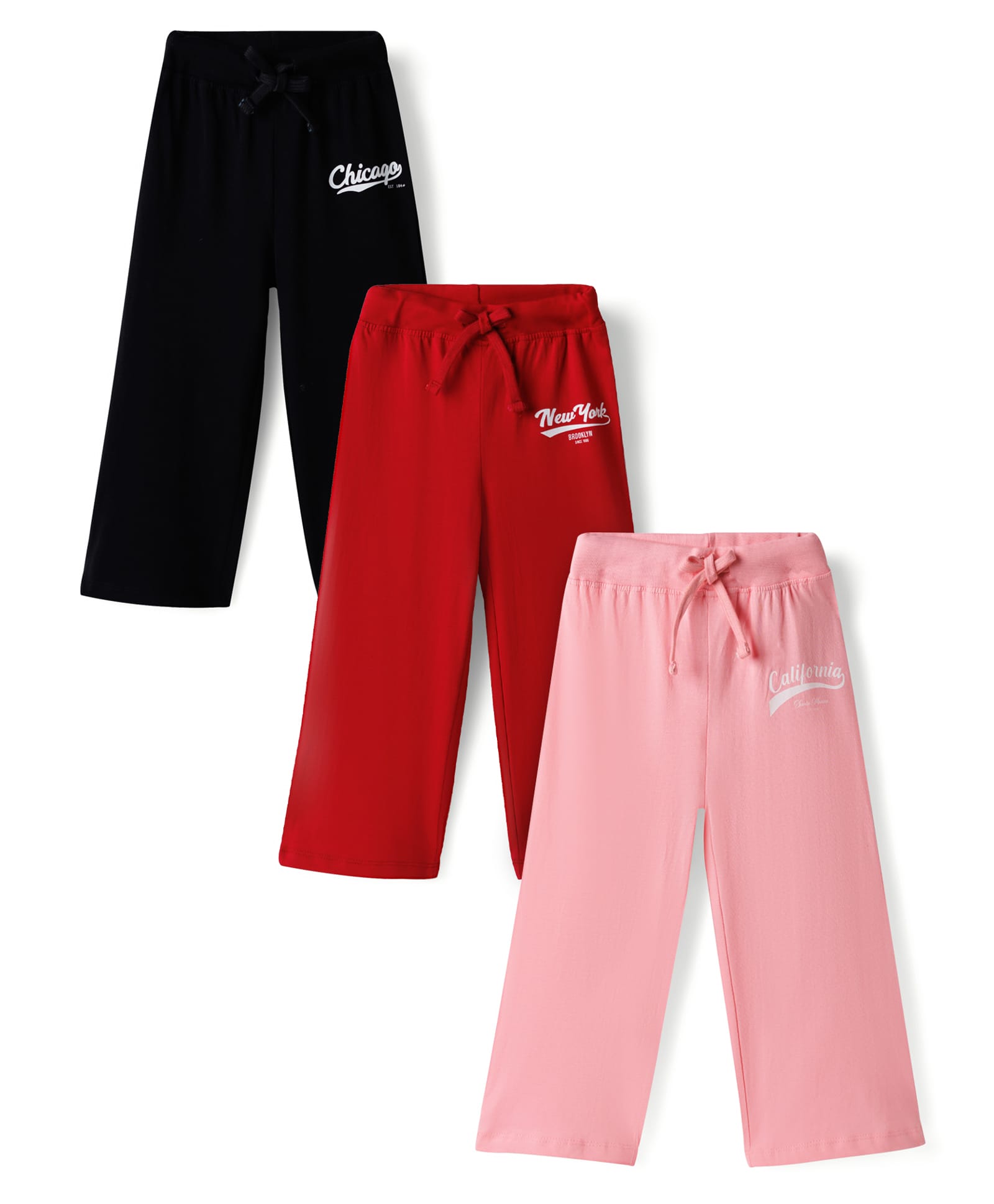 Babyhug Single Jersey Knit Full Length Lounge Pants with City Print Pack of 3 - Multicolor