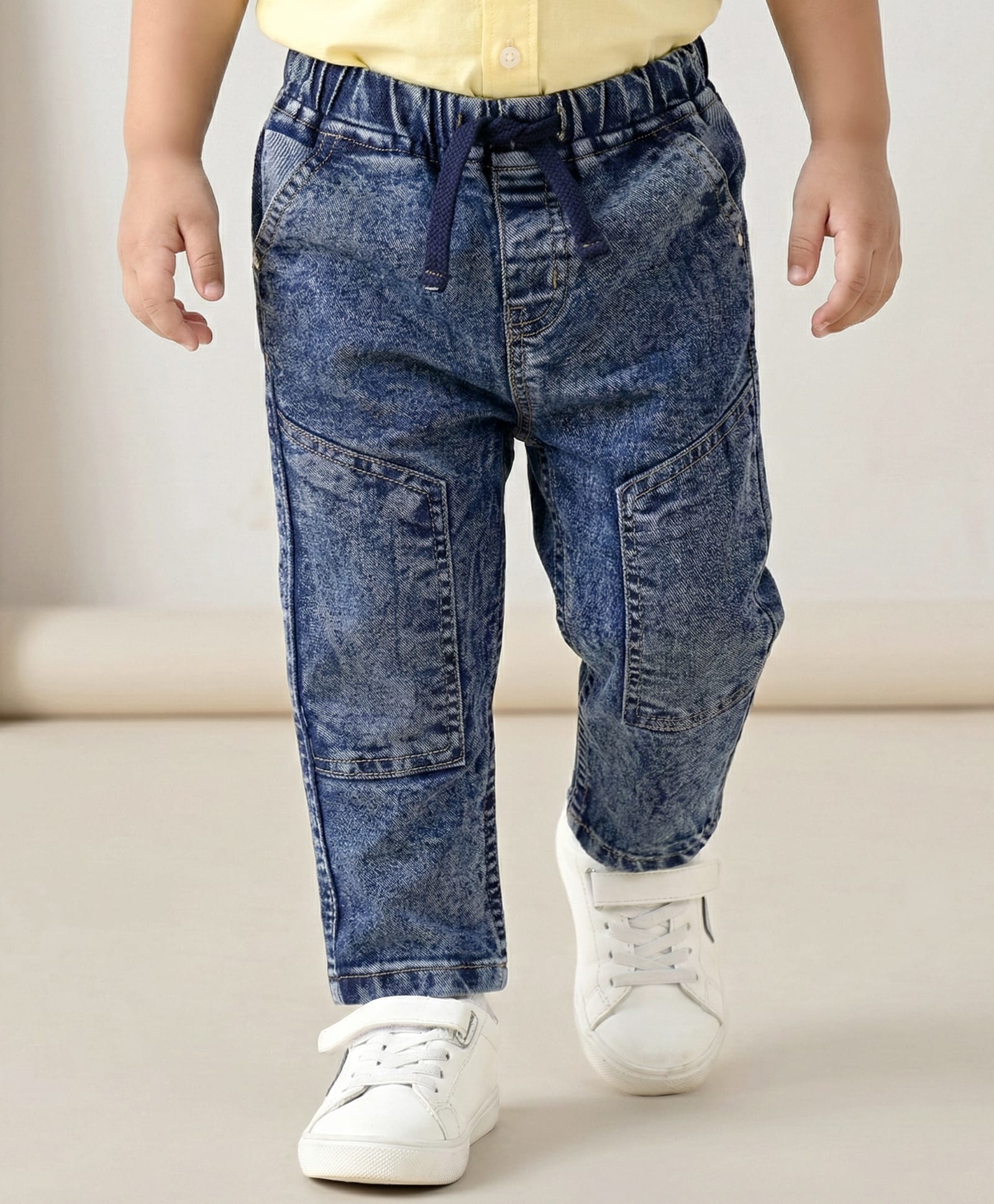 Babyhug Full Length Washed Denim Jeans With Stretch - Blue-picture-10