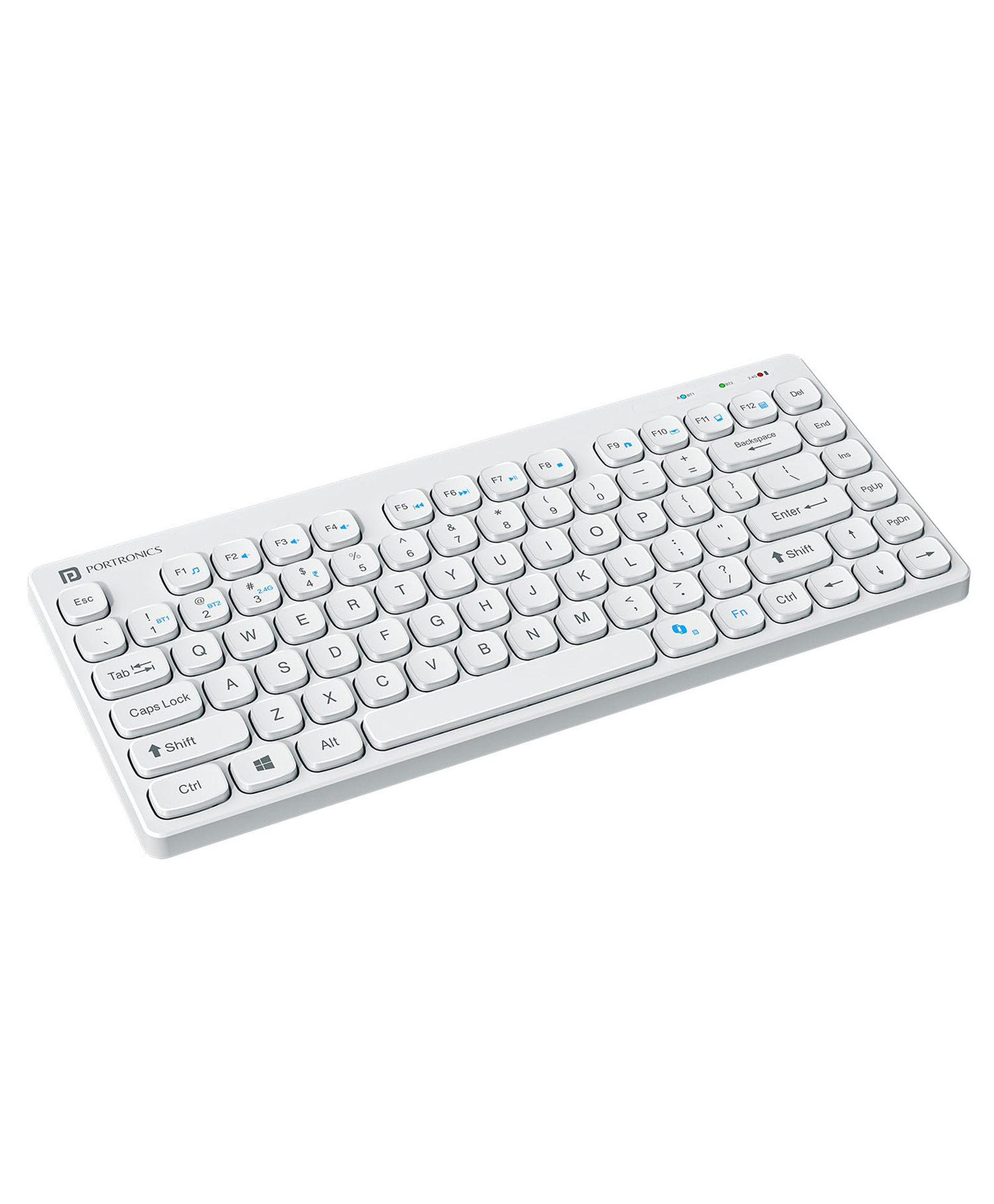 Portronics Bubble Wireless Keyboard, Bluetooth Connectivity, Multimedia Hotkeys, White-image-4