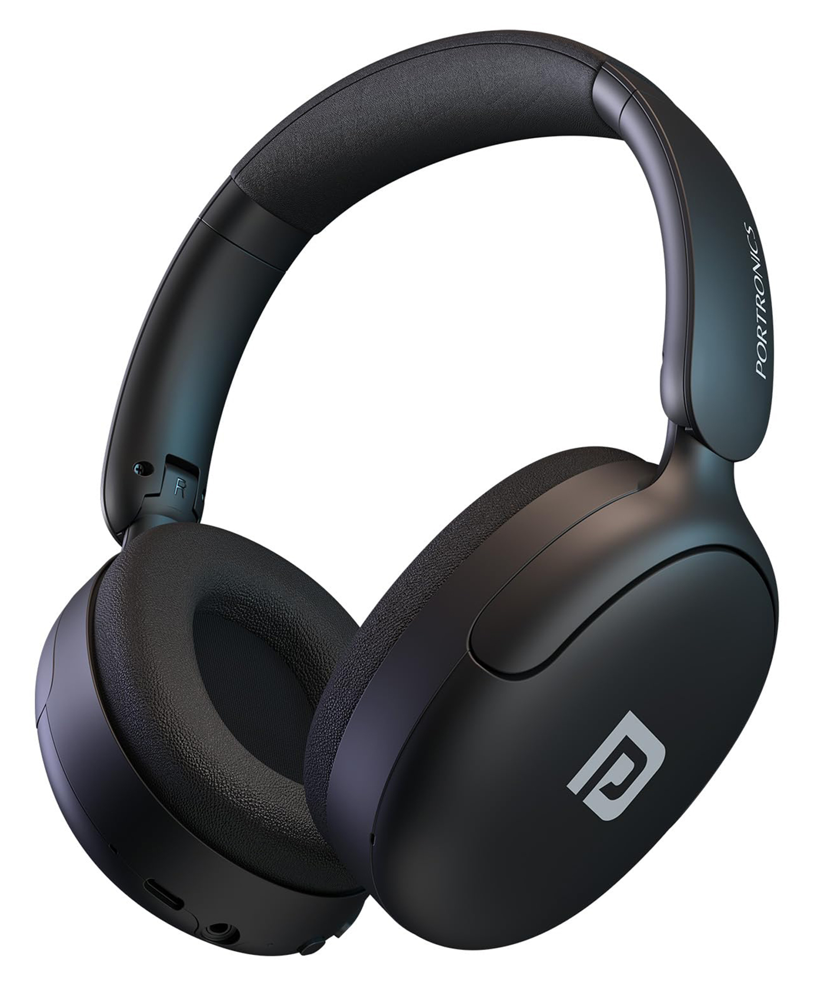 Portronics Muffs M5 Over Ear Hybrid ANC Bluetooth Headphone With Upto 50 Hours Playtime, Quad Mic, Transparency Mode, Gaming/Music Mode, BT V5.3, Adjustable Fit, Type C Fast Charging(Black)-image-3