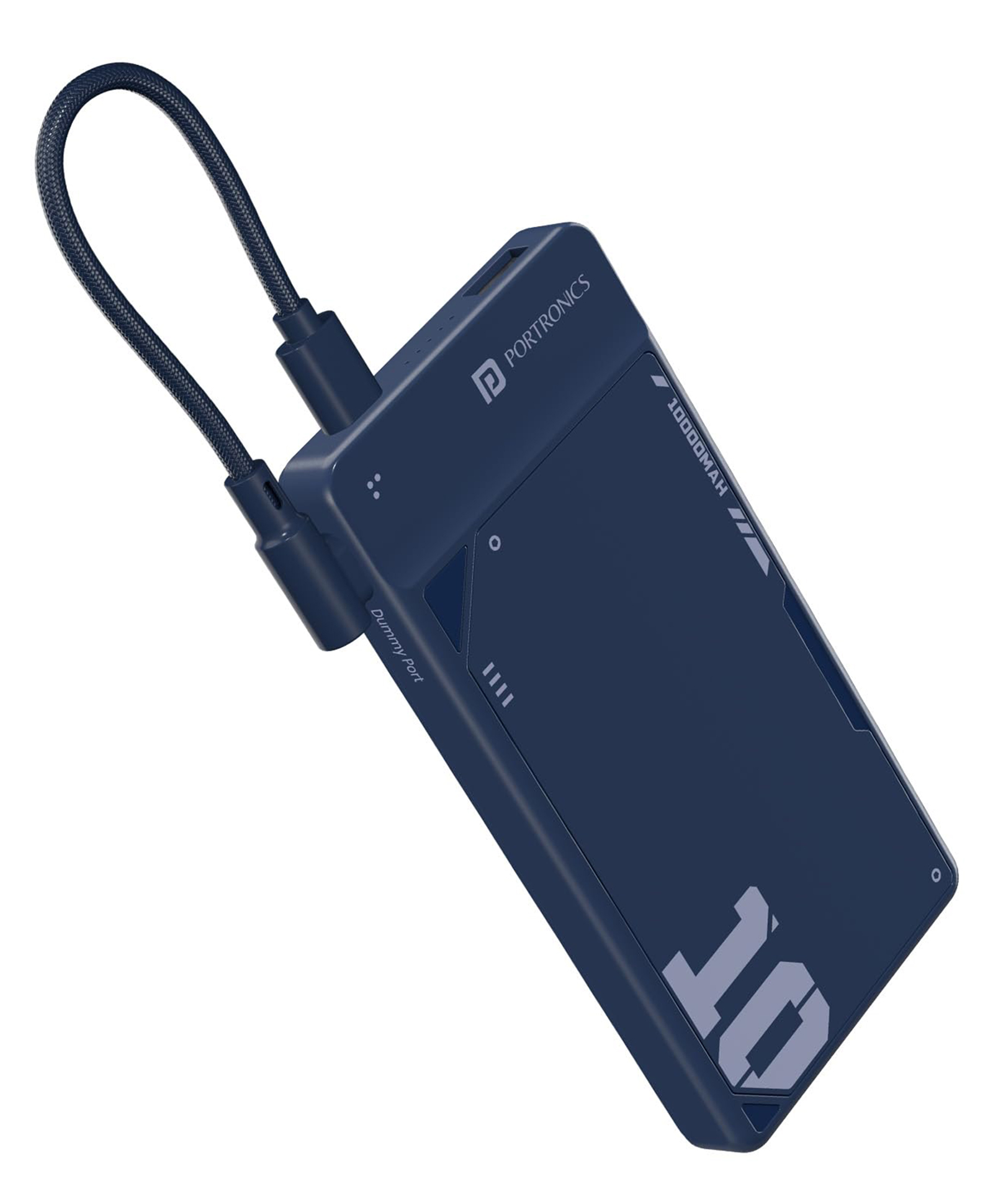 Portronics Luxcell Uno 10K 10000 mAh 22.5W Fast Charging Power Bank with Detachable Type C Cable, Ultra Slim Power Bank with Mach USB-A Output, Type C PD Output, Type C Input, Wake Up Button( Blue)-picture-10