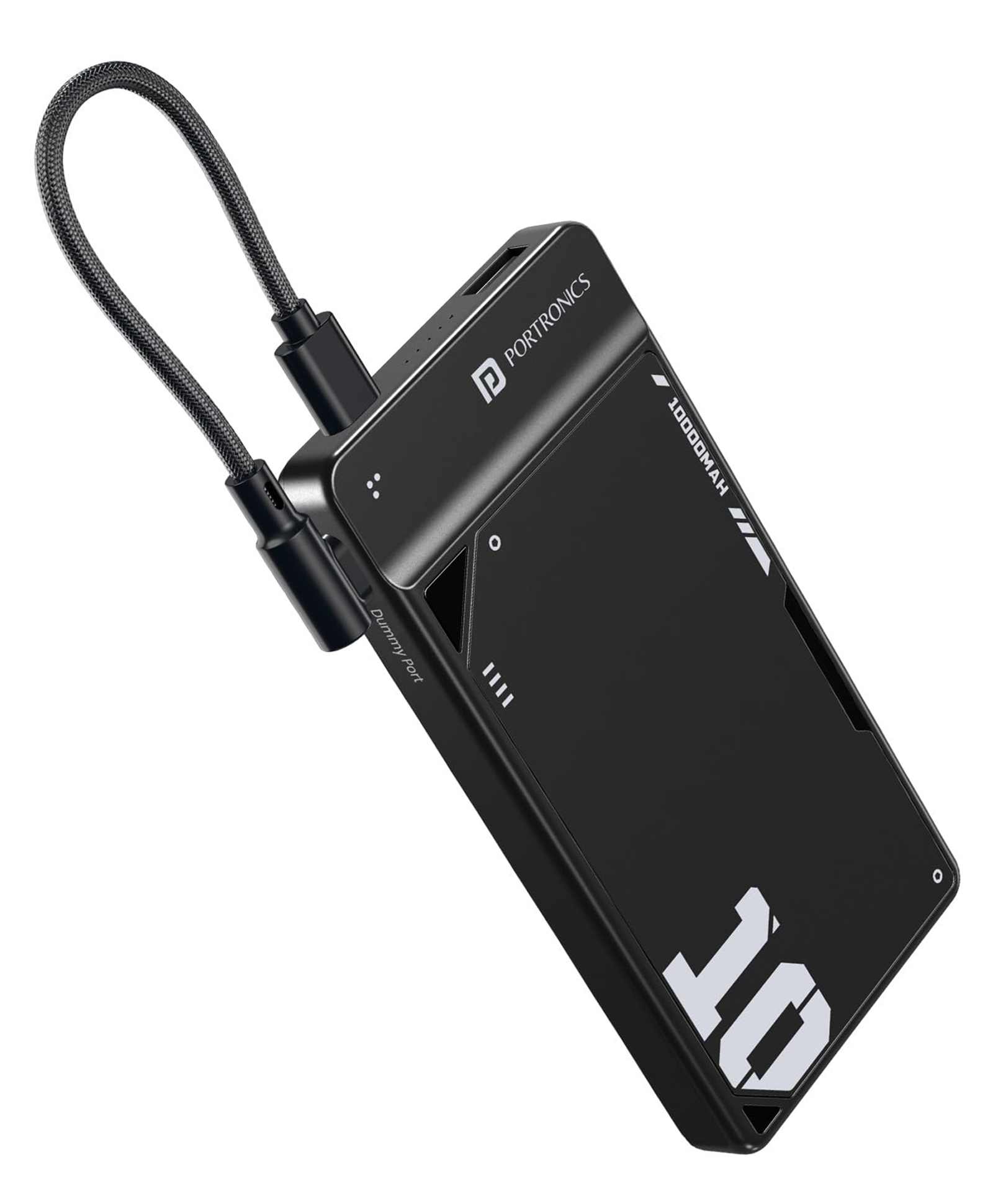 Portronics Luxcell Uno 10K 10000 mAh 22.5W Fast Charging Power Bank with Detachable Type C Cable, Ultra Slim Power Bank with Mach USB-A Output, Type C PD Output, Type C Input, Wake Up Button( Black)-image-7