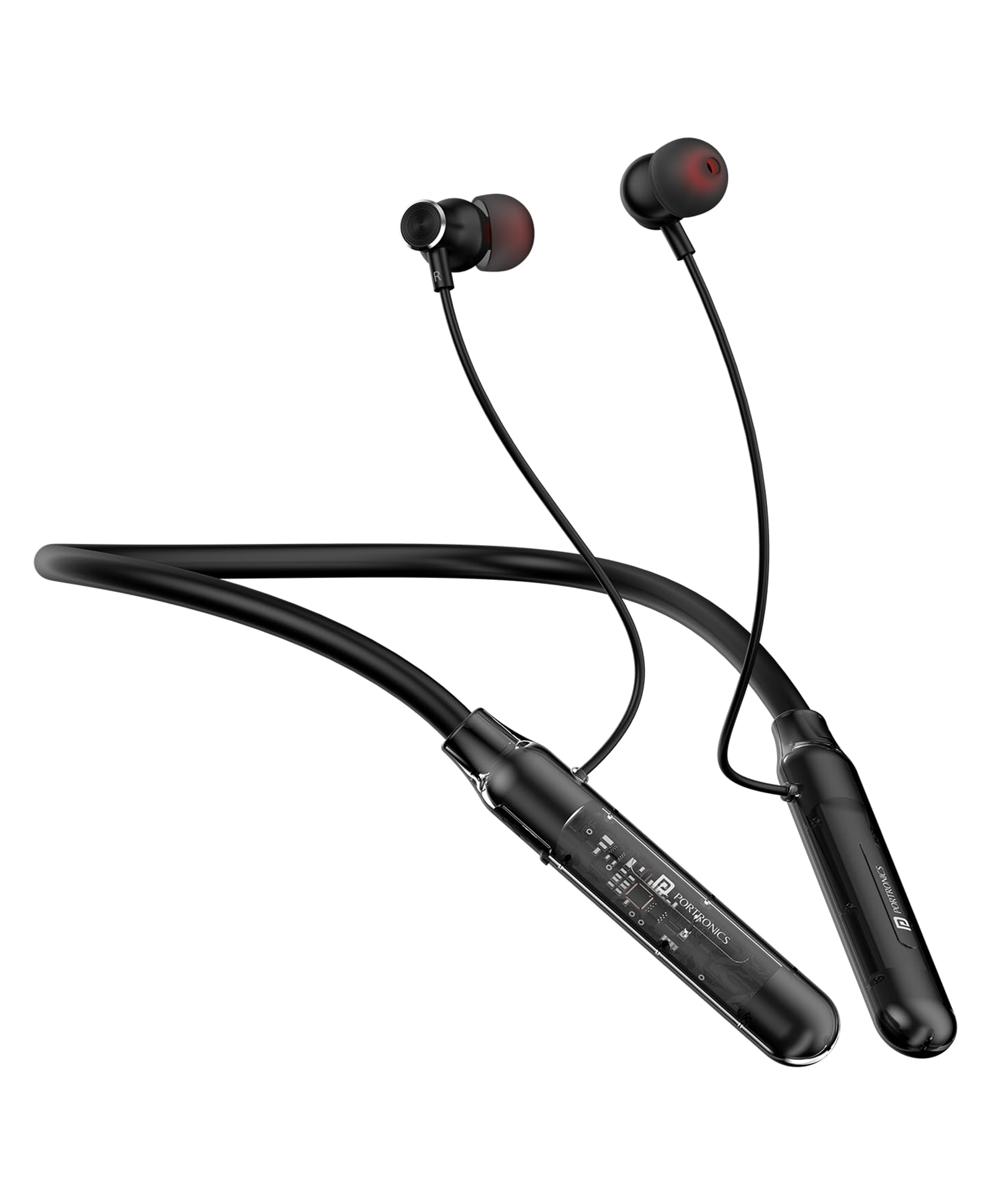 Portronics Harmonics Y3 in Ear Bluetooth Neckband with Upto 40 Hours Playtime & in Line HD Mic, Transparent Design, Dual Pairing, Gaming/Music Mode, Low Latency, BT 5.4V, Type C Fast Charging(Black)-image-36