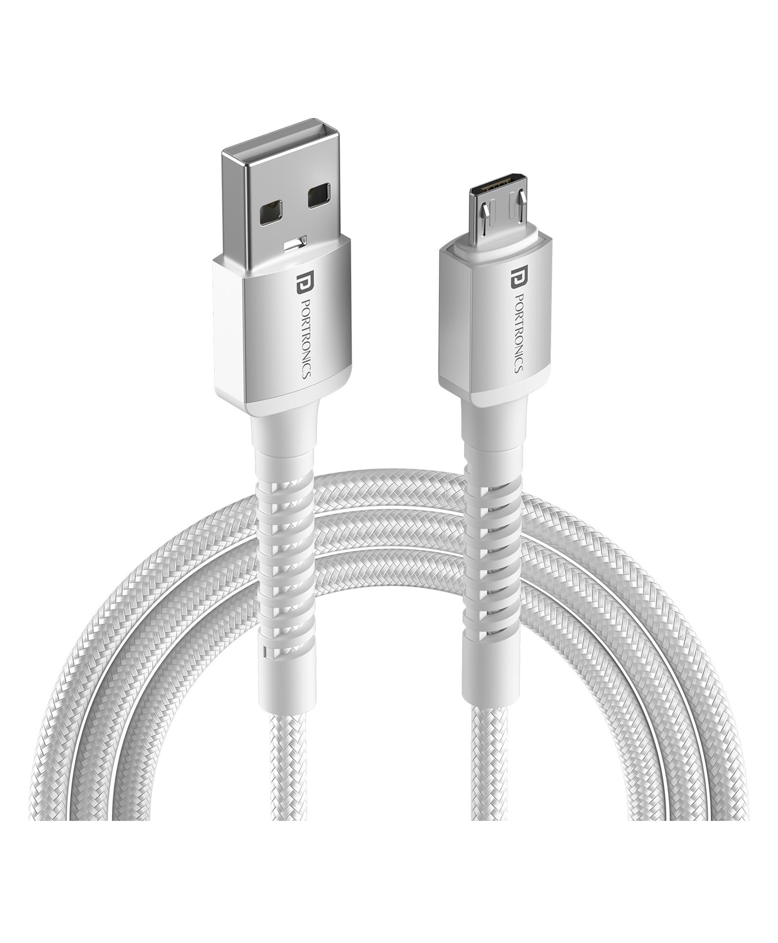 Portronics Konnect X USB-A to Micro USB Fast Charging Cable With Max 3A Output,Fast Charging & Data Transfer, Nylon Braided, Aluminium Alloy Shell, 1M Length compatible with Micro usb Devices(White)-image-6