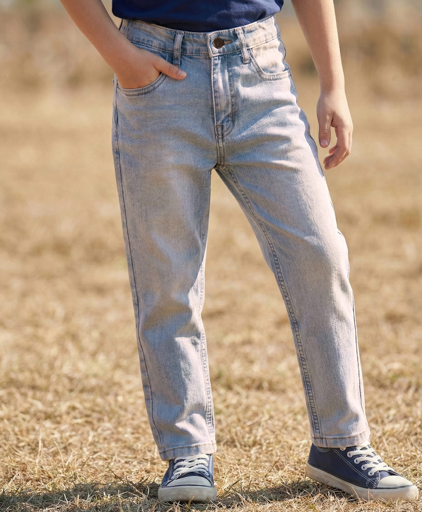 Pine Kids Denim Woven Full Length Solid Jeans - Light Blue-picture-16