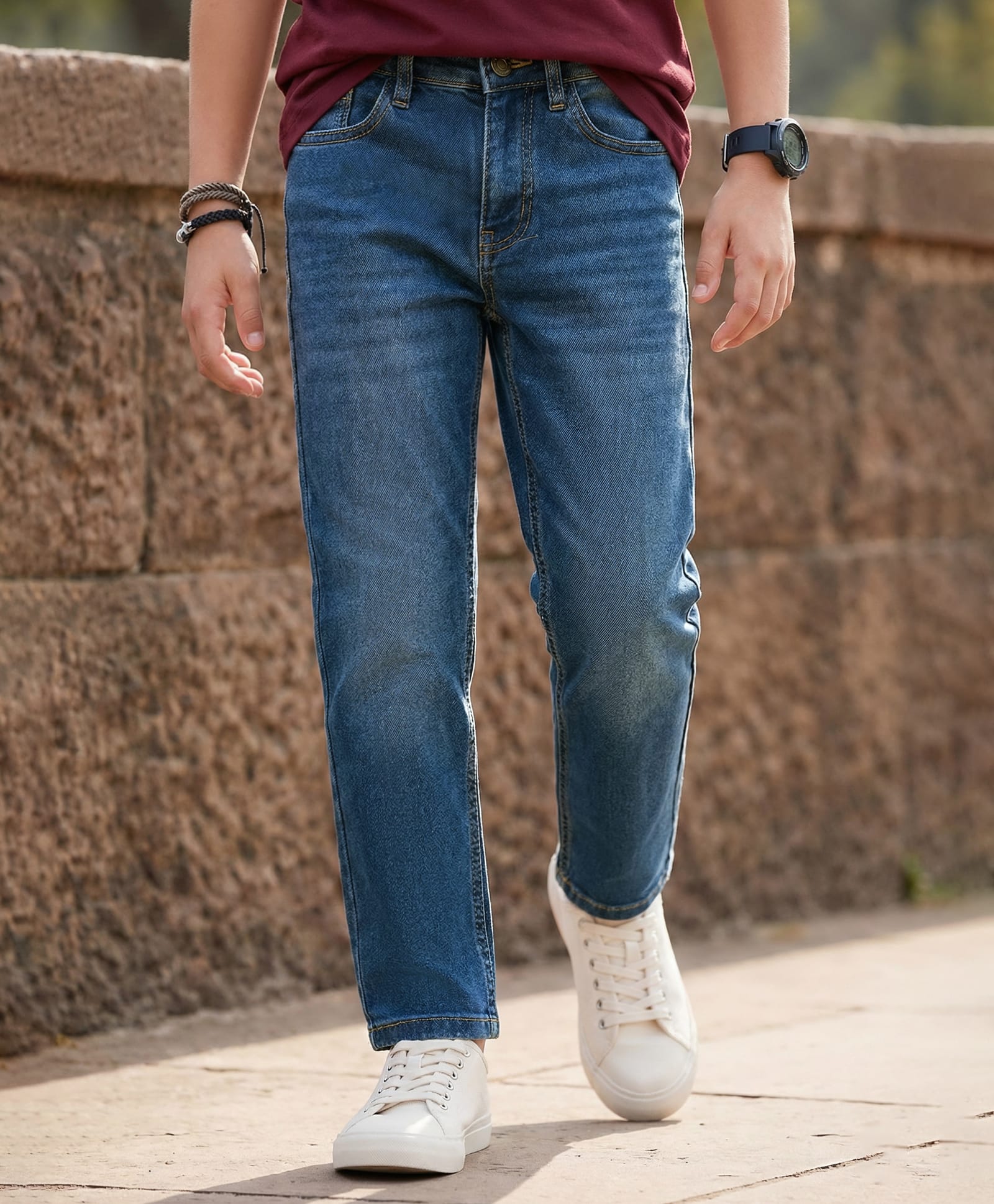 Pine Kids Denim Woven Full Length Jeans - Blue-picture-17