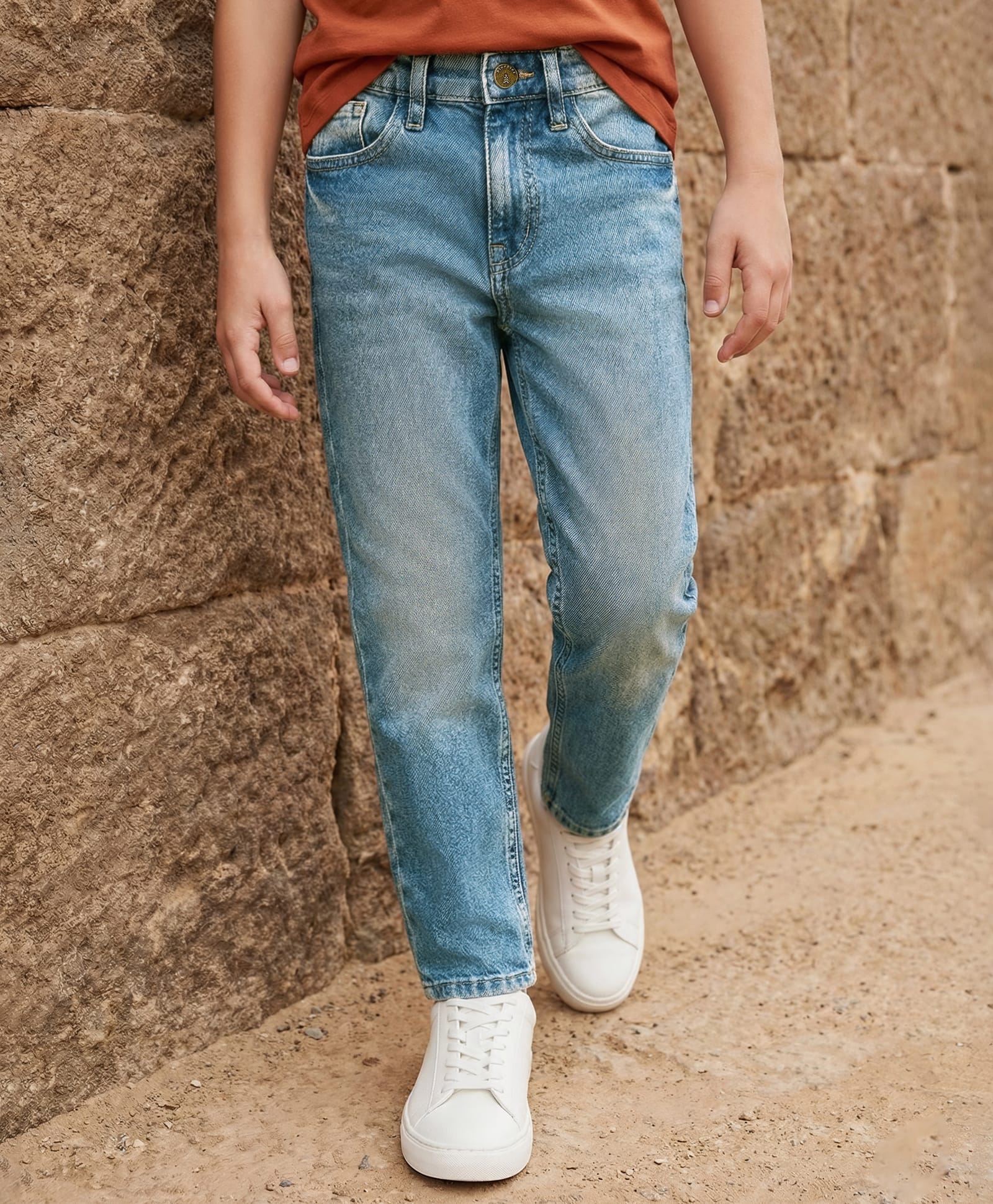 Pine Kids Denim Woven Full Length Tinted Jeans - Blue-picture-27