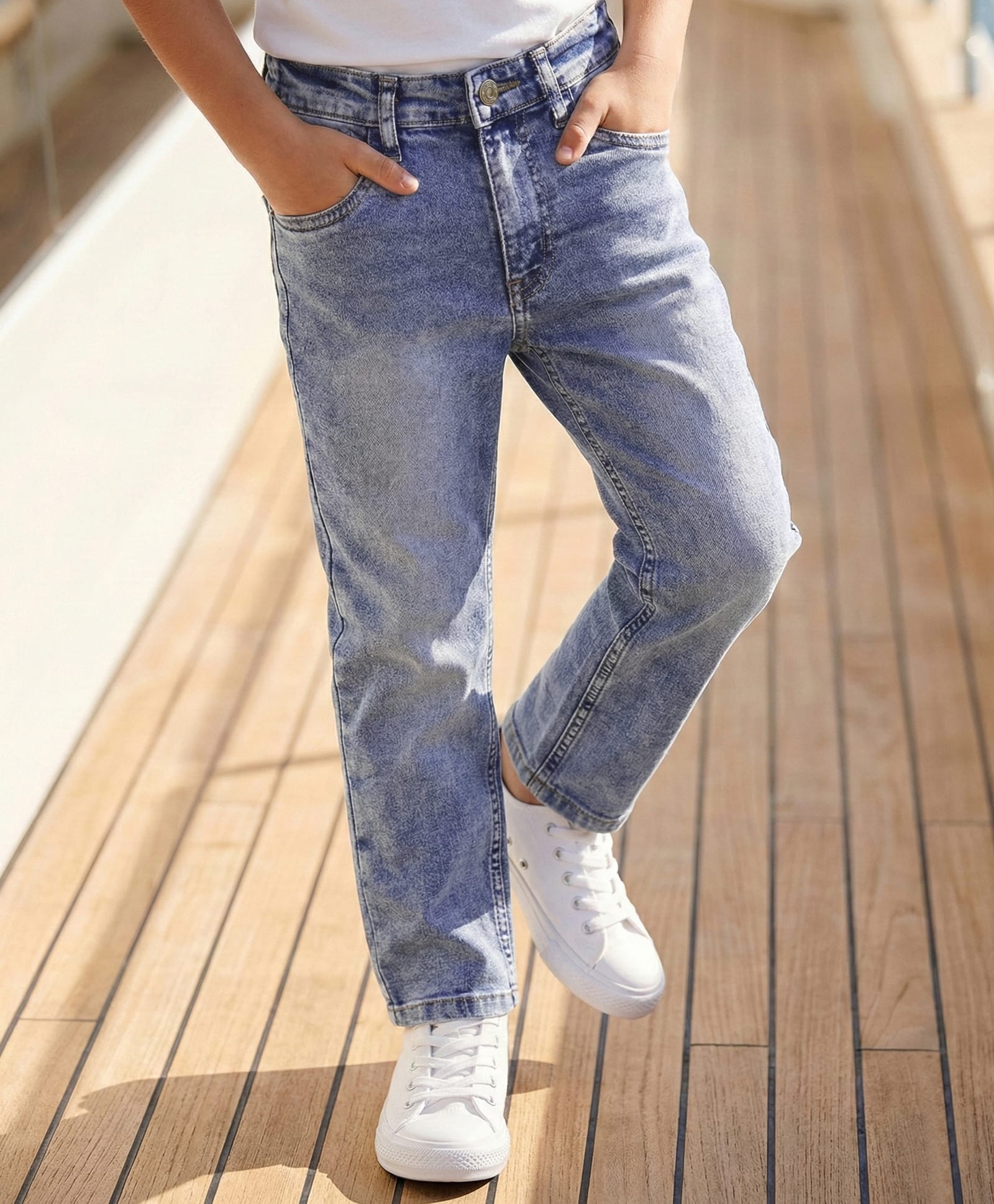 Pine Kids Denim Woven Full Length Jeans - Blue-picture-18