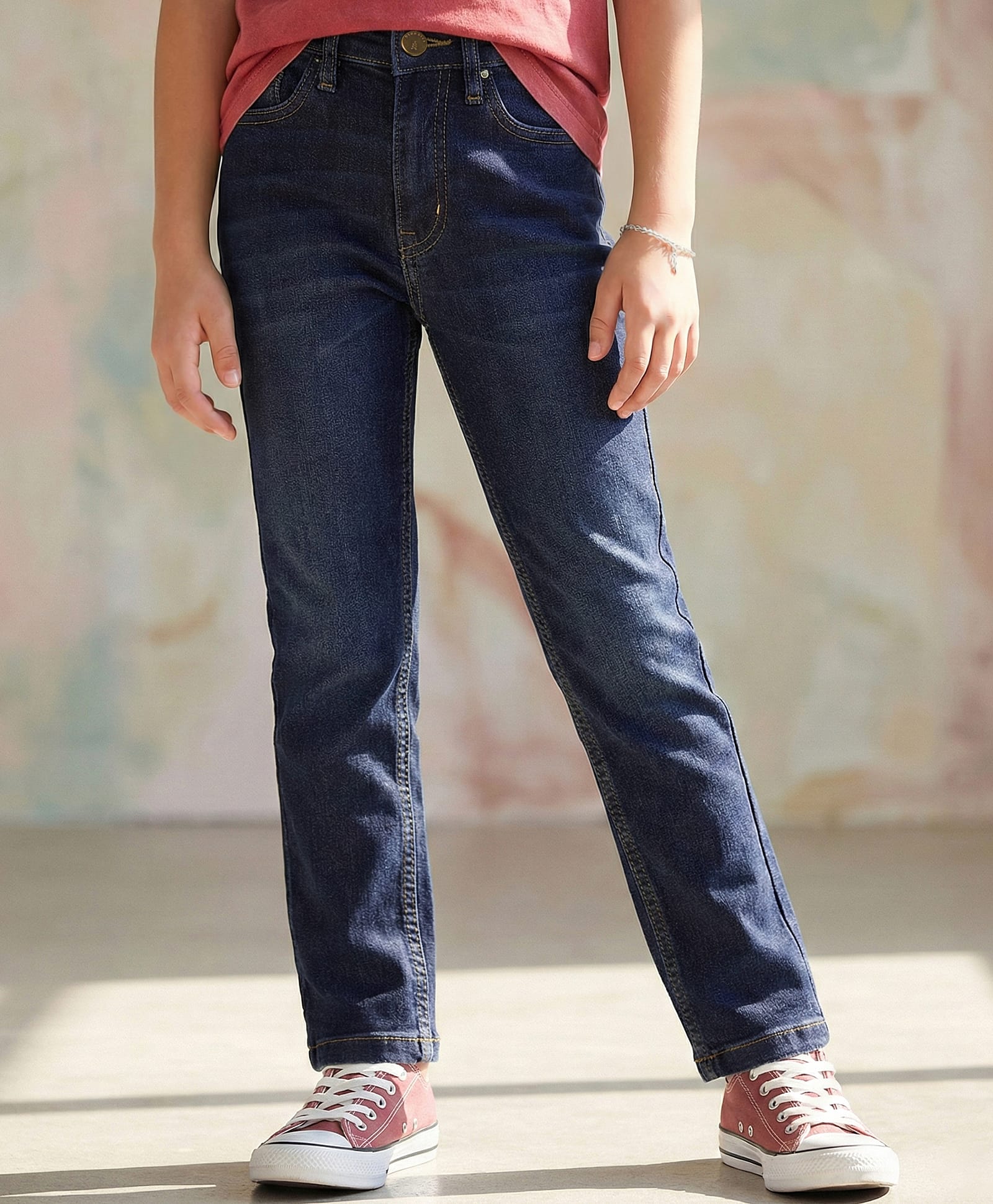 Pine Kids Denim Woven Full Length Washed Jeans - Blue-picture-21