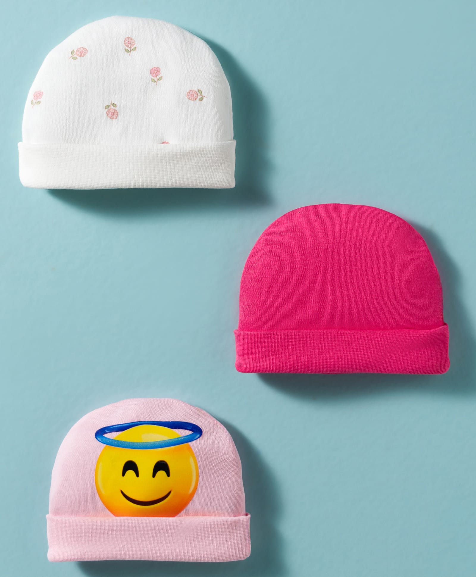 Bubble Pop Interlock Knit Cap With Floral Print Pack Of 3 Red & White - Diameter 11.5 cm-picture-21