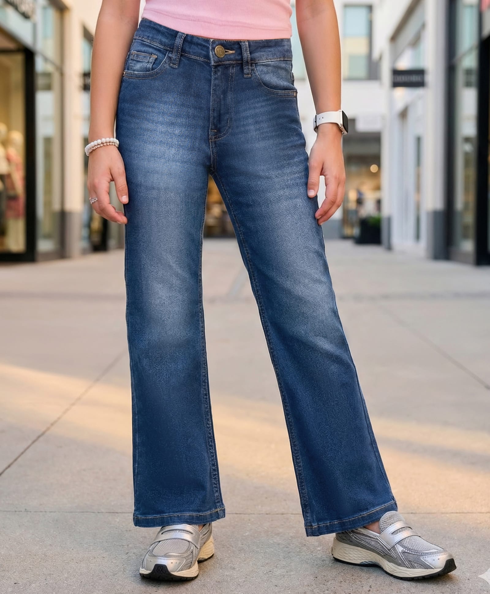 Pine Kids Woven Full Length Solid Denim Jeans - Navy Blue