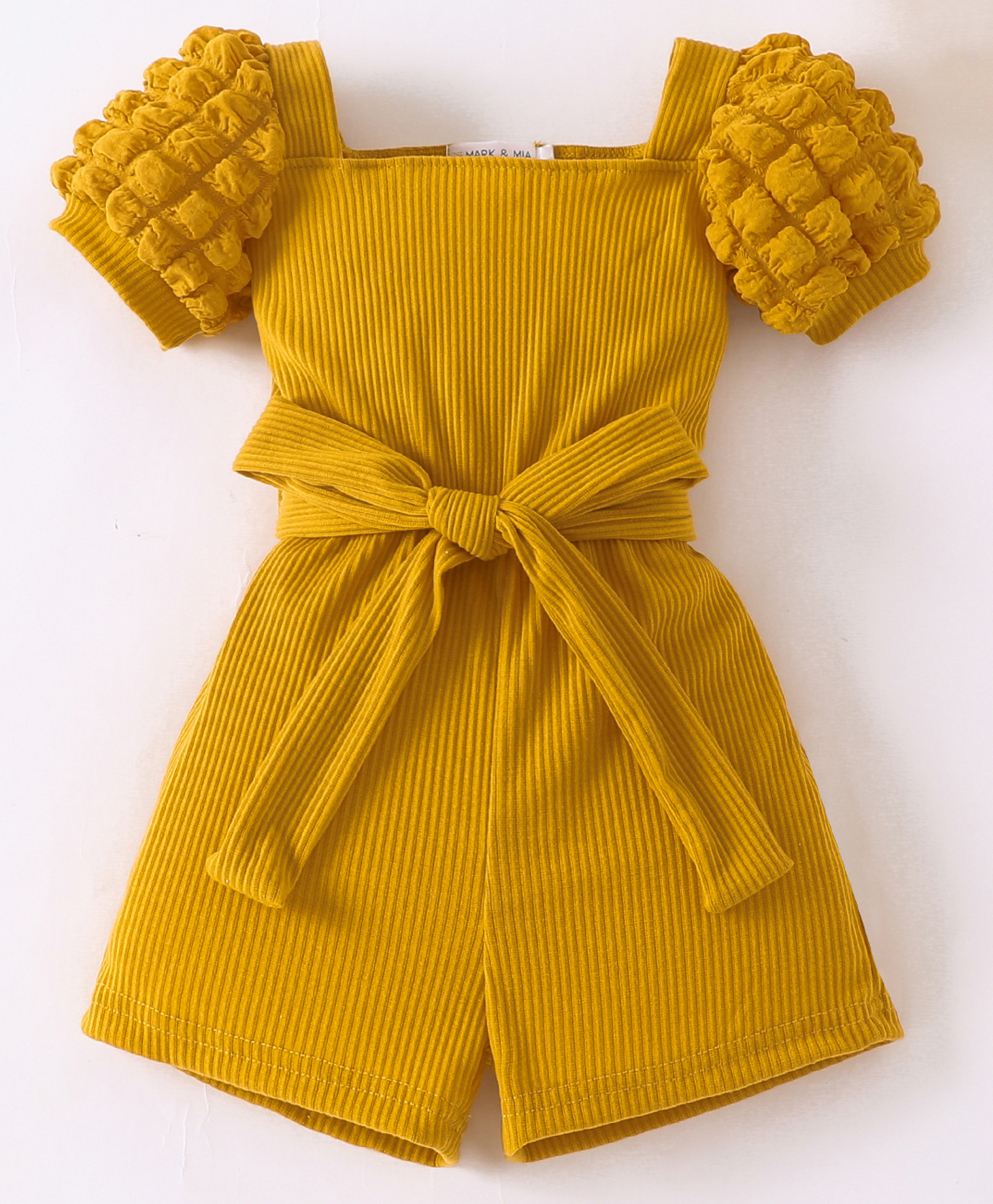 Mark & Mia Half Sleeves Solid Jumpsuit - Dark Yellow