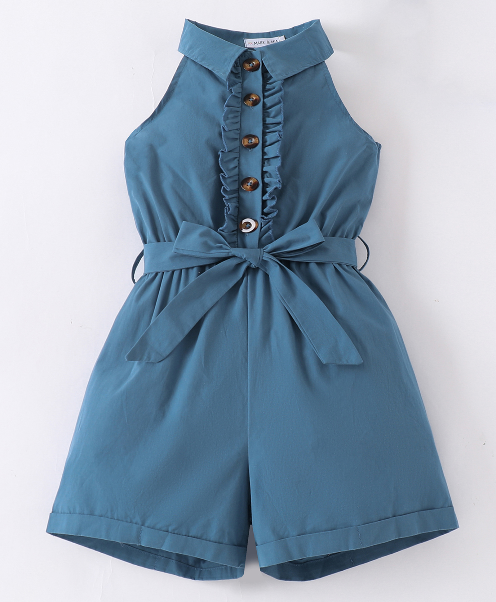 Mark & Mia Sleeveless Halter Neck Solid Jumpsuit - Blue-image-17