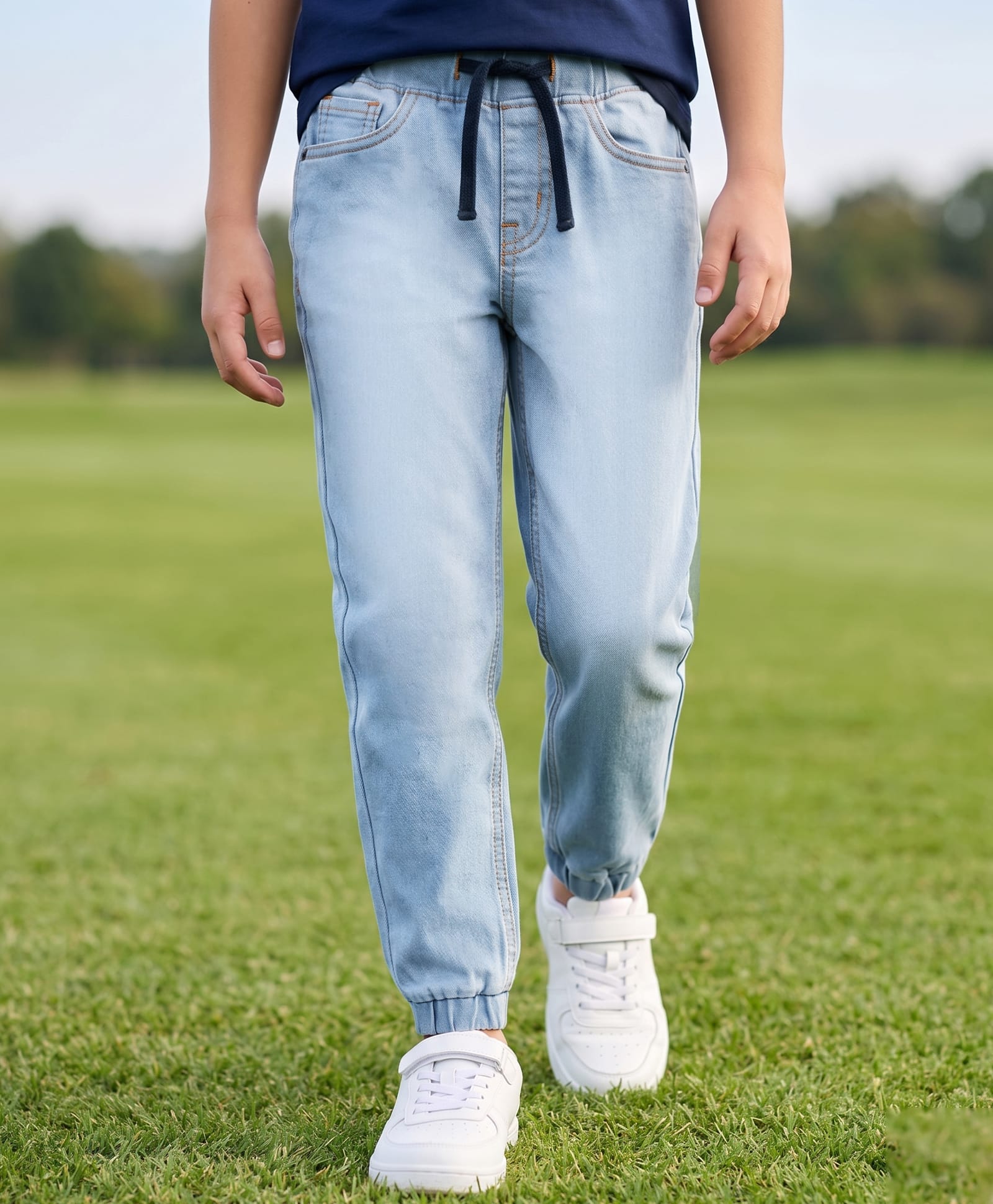 Pine Kids Woven Full Length Solid Denim Jeans - Light Blue-picture-19
