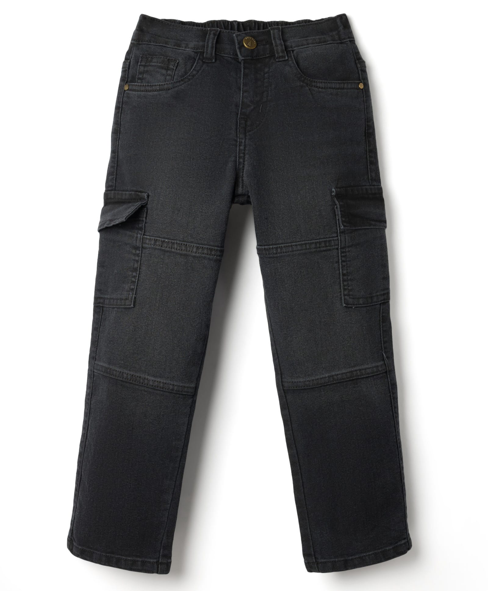 Pine Kids Denim Woven Full Length Solid Colour Jeans with Pockets - Black-picture-10