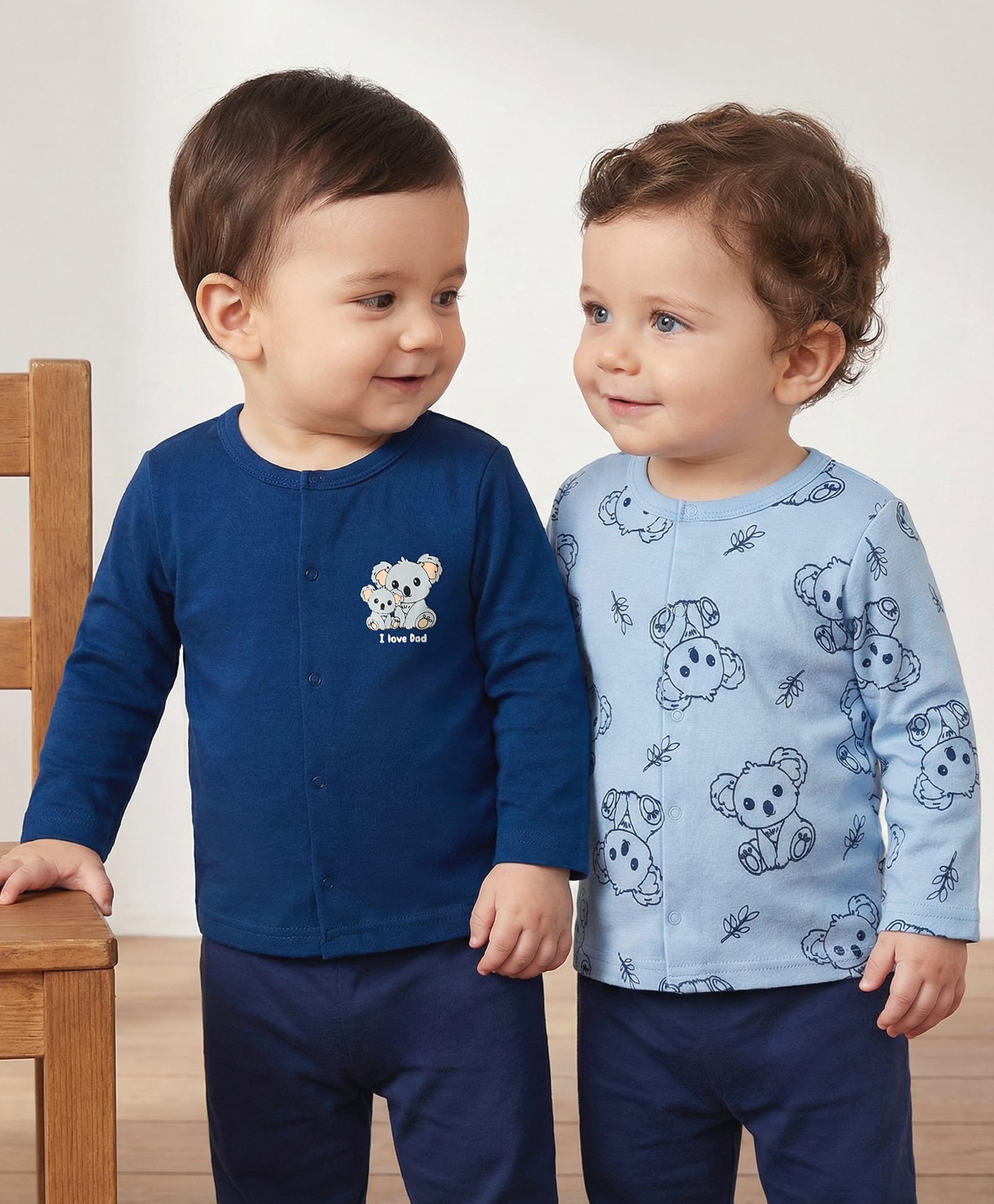 Babyoye 100% Cotton Interlock Knit Full Sleeves Jhablas With Bear Print Pack of 2 -Blue-picture-49