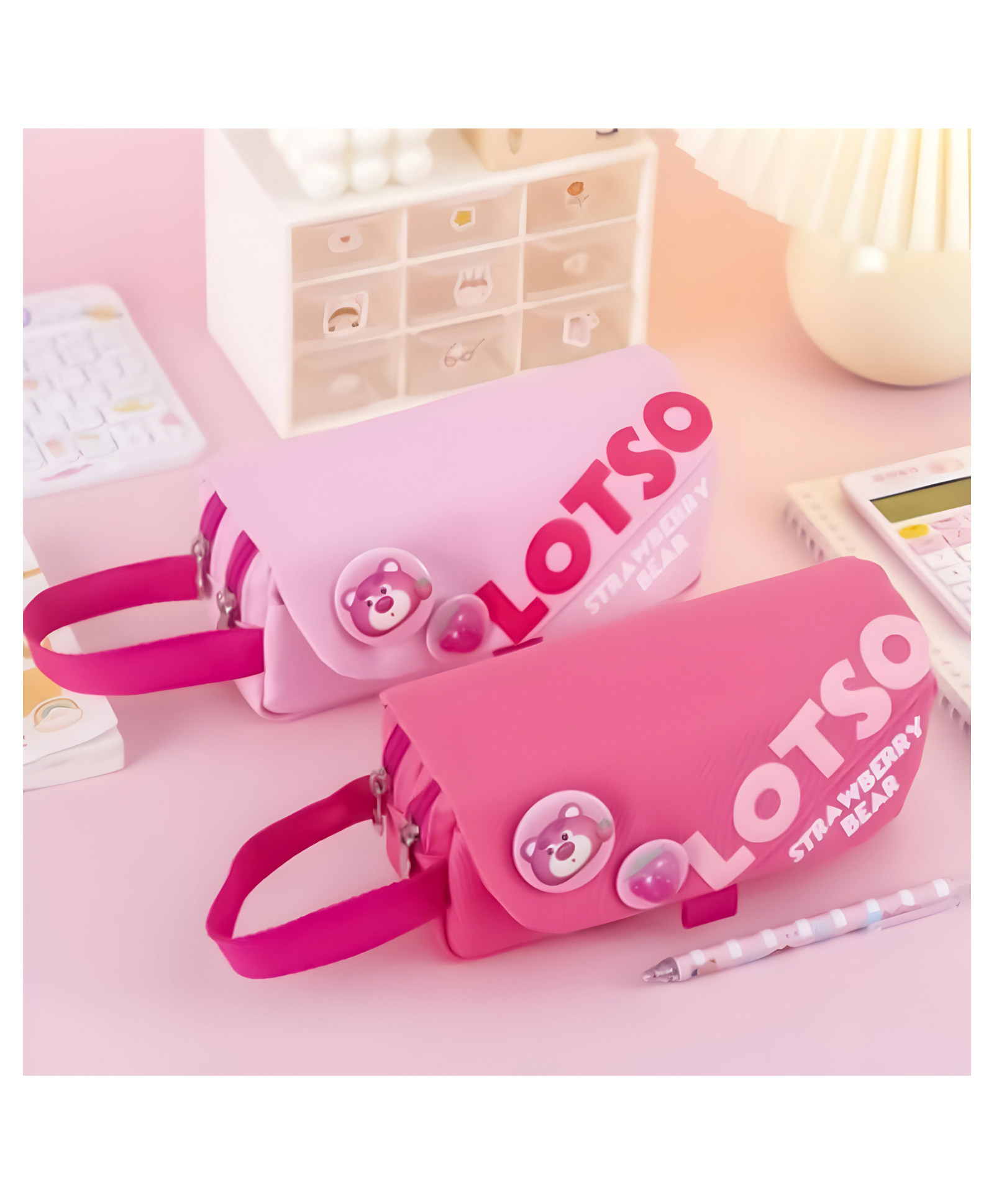 SCHOOLISH Three Layer Pencil Pouch with Cartoon Patch for School Girls and Boys, Cute Aesthetic Stationery Items Kit Case - PACK OF 1 - COLOR MAY VARY-picture-14