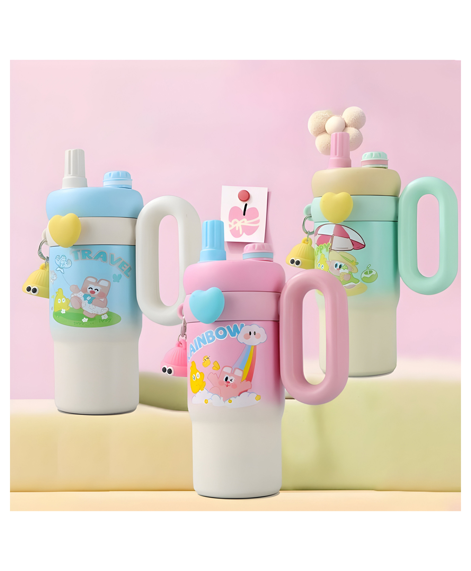 SCHOOLISH 850ML Fancy Kitchen Kids Tumbler Double-Walled Travel Mug, Stainless Steel Vacuum Insulated Cup - Leak Proof - Cartoon Character Design with Straw, BPA Free - PACK OF 1 - COLOR MAY VARY-picture-16