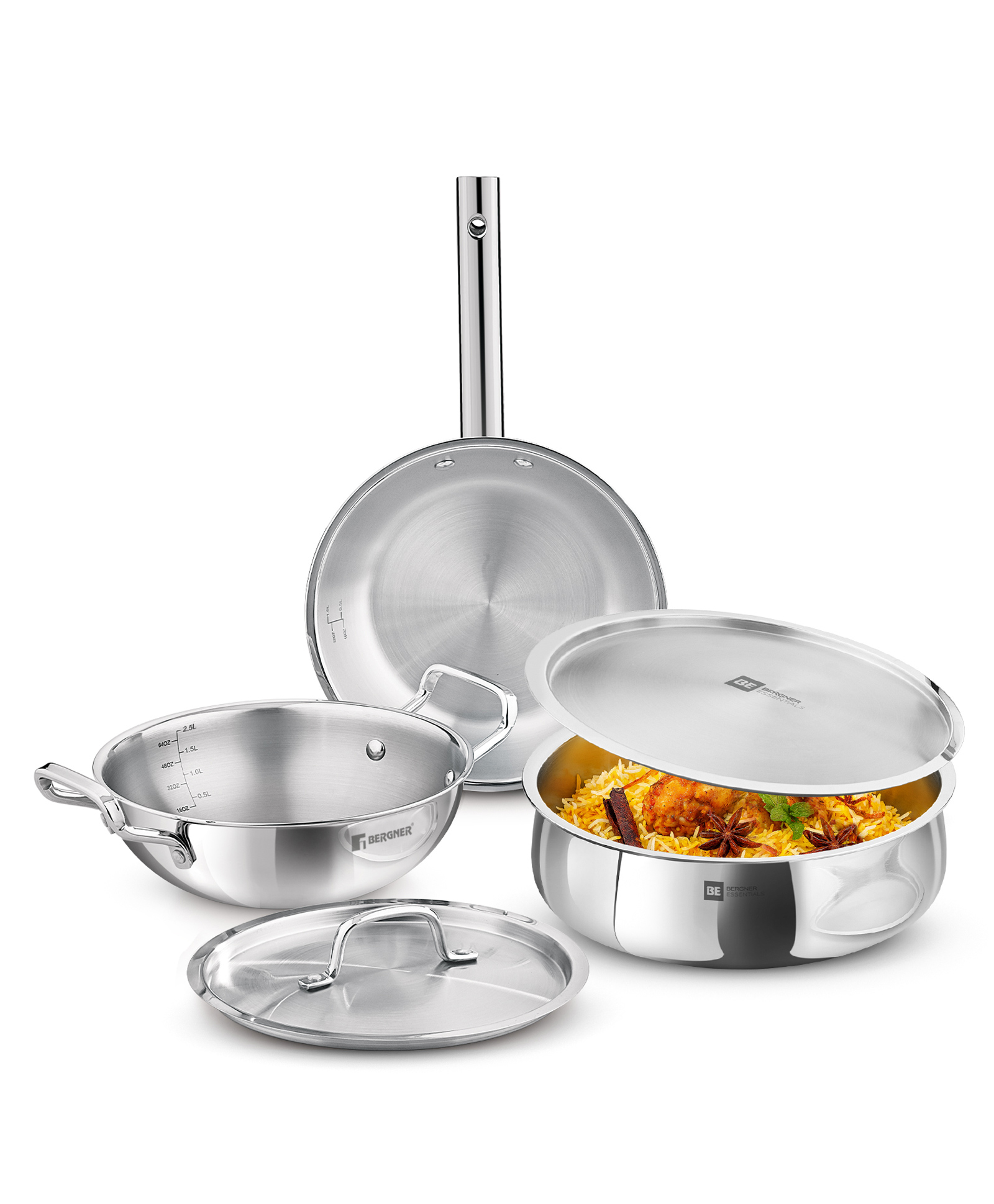 Bergner Bergner Tripro BE Essentials 5 Pcs Cookware Set (small) - Induction Bottom | Silver-image-36