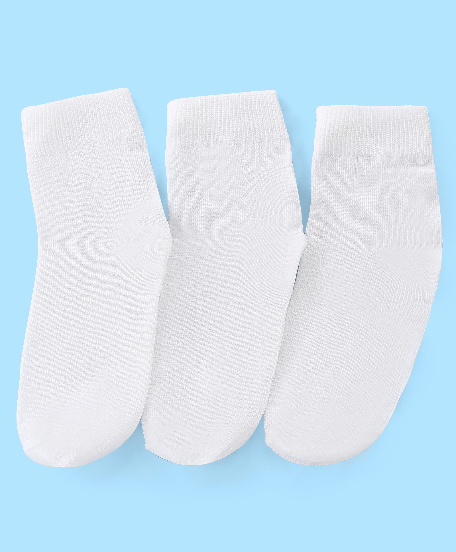 Pine Kids Knit Ankle Length Solid Colour Socks Pack Of 3 - White-picture-23