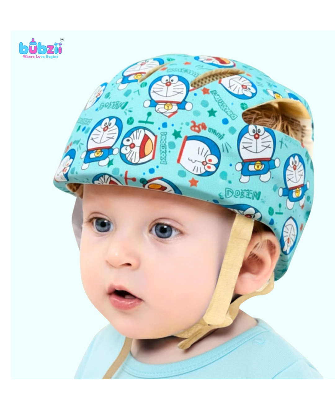 Bubzii Baby Safety Helmet Advanced Cooling Head Protector with Secure Strap, Lightweight &Superior Comfort Fit - Blue-image-2