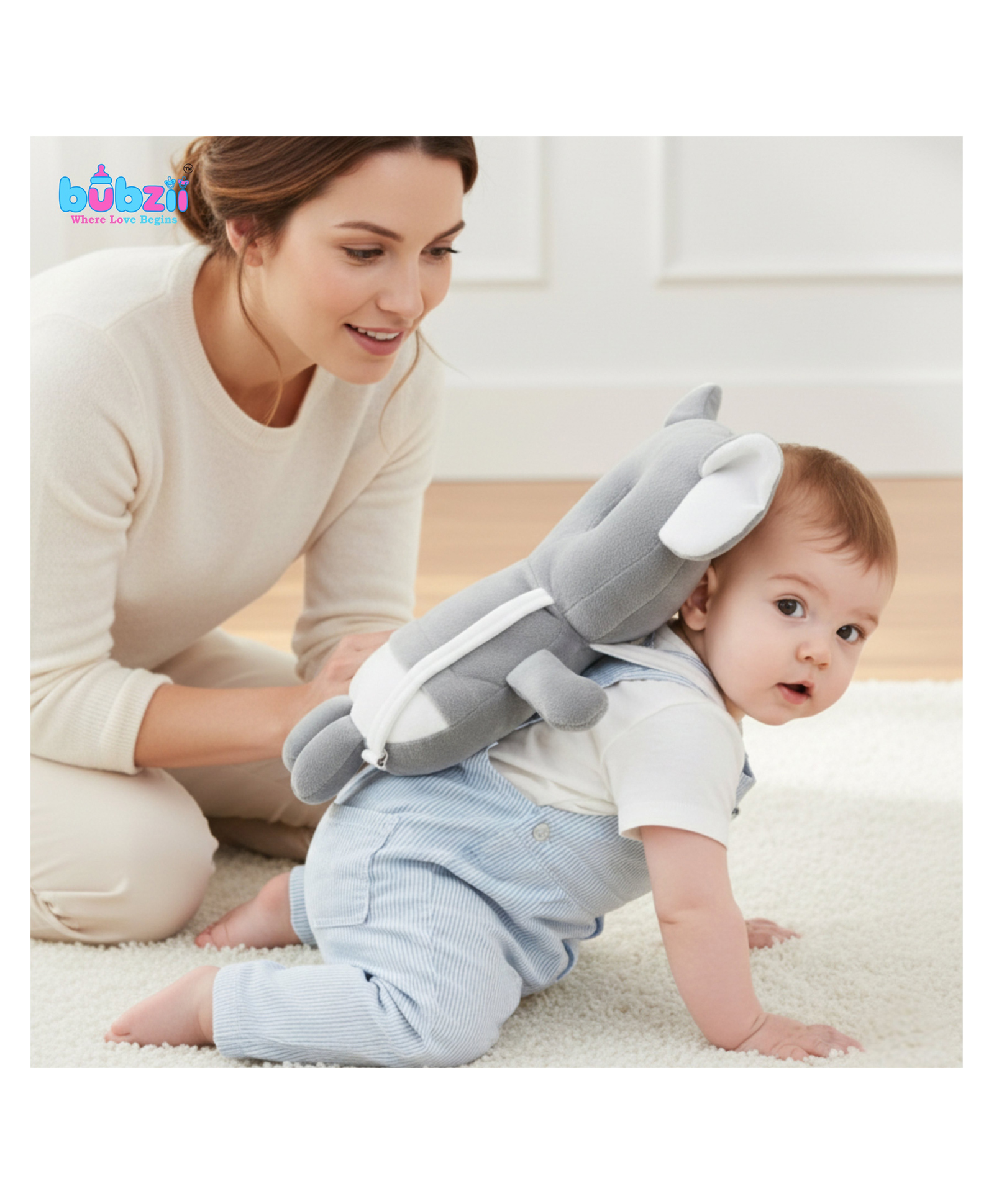 Elephant Shape Baby Safety Head Protector Cushion Backpack Adjustable Chest Strap Soft Head Protection Pillow for Crawling & Walking Infants-image-31
