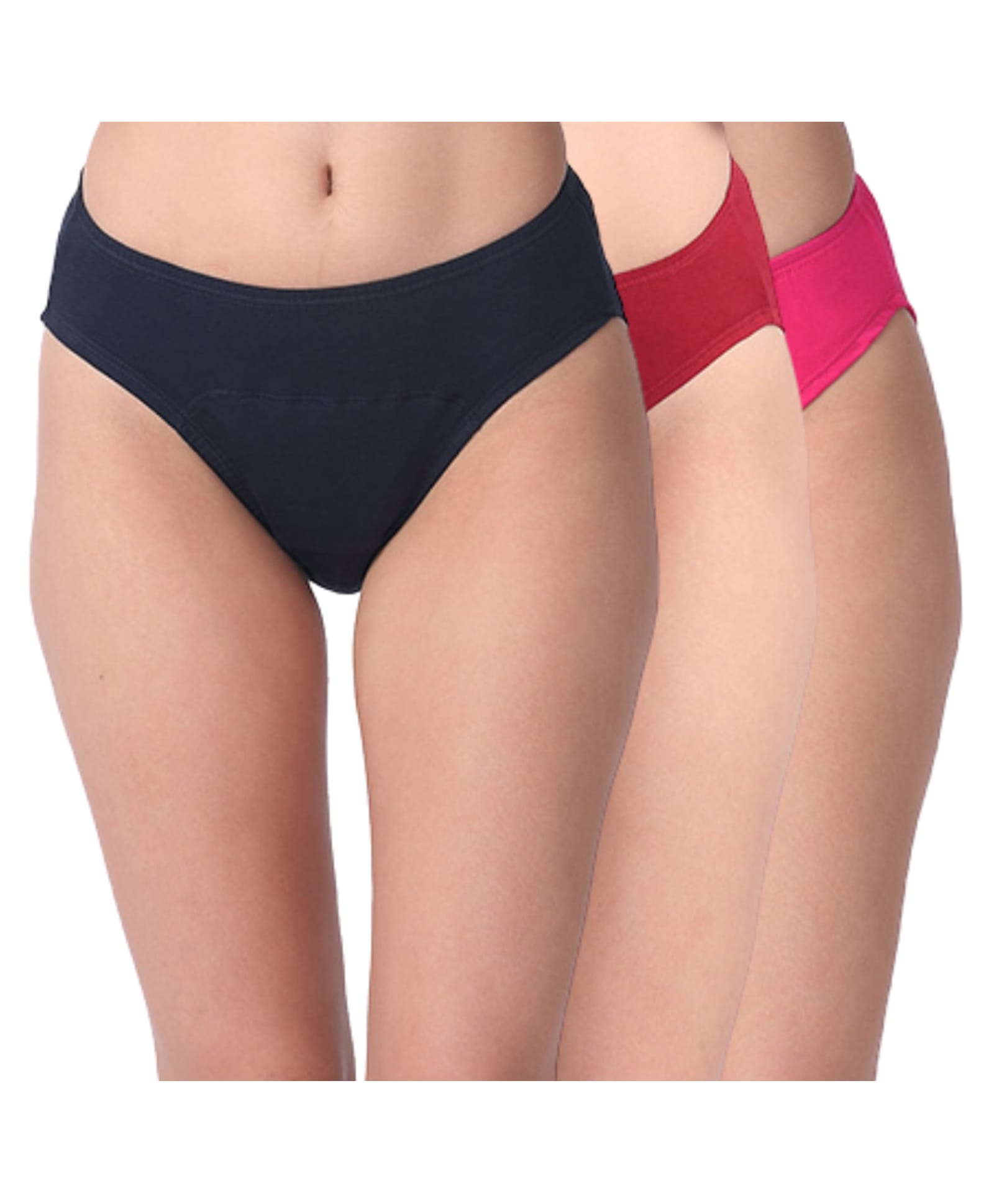 Adira Cotton Knit Pack Of 3 Solid Period Hipster Panties - Navy Blue Maroon & Dark Pink-picture-46