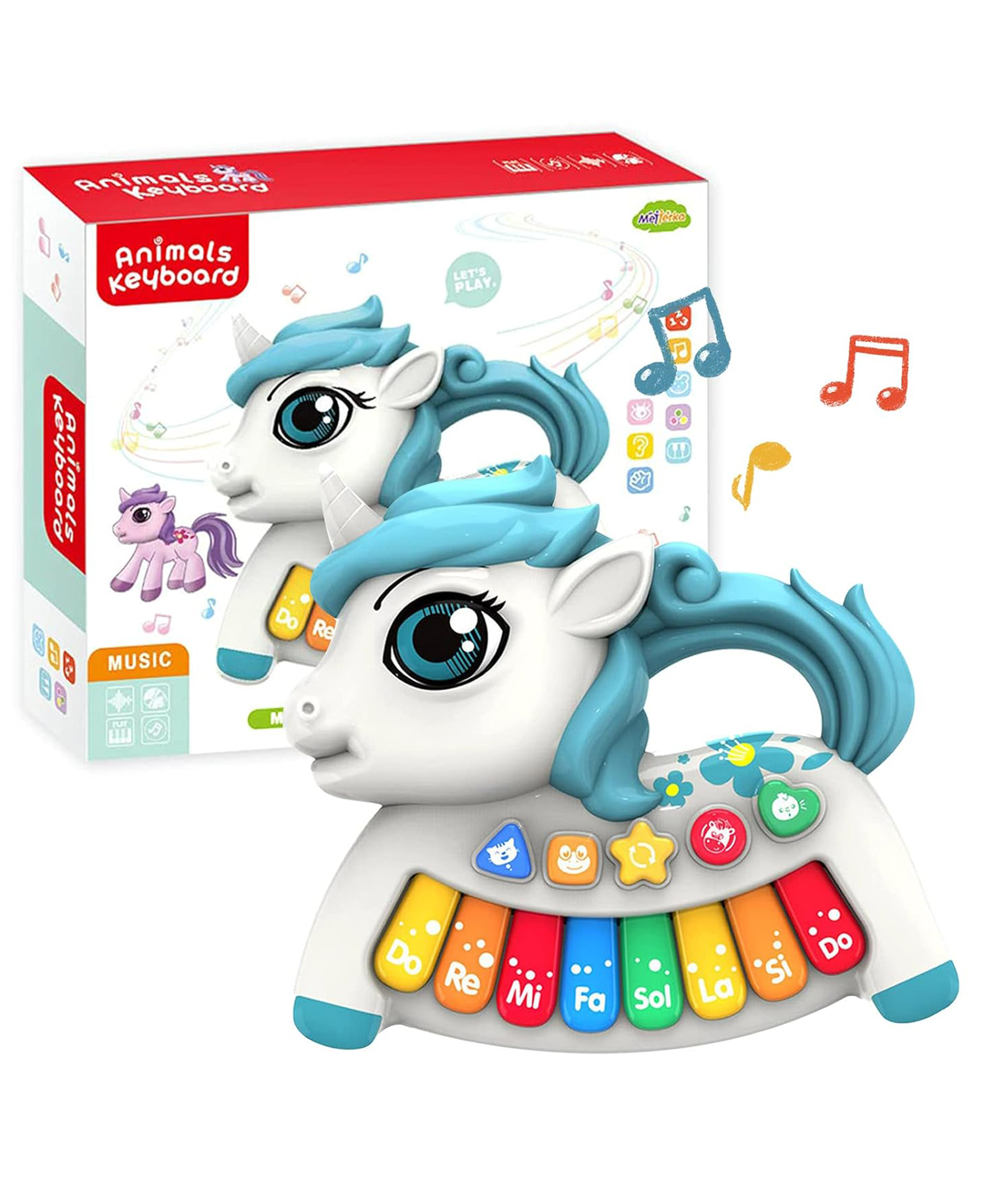 AKN TOYS Unicorn Baby Piano with Flashing Lights & Music, Early Learning Educational Kids Piano with Animal Sounds Musical Toys - PACK OF 1-( COLOR MAY VARY )-picture-27