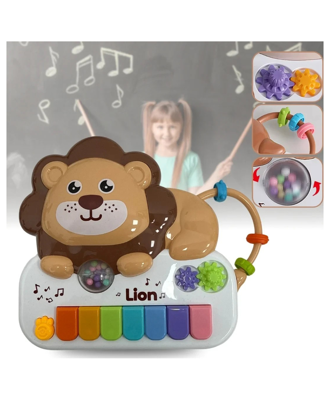 AKN TOYS Cartoon Small Lion Electronic Piano Mini Baby Animal Piano Toy- PACK OF 1-( COLOR MAY VARY )-image-27