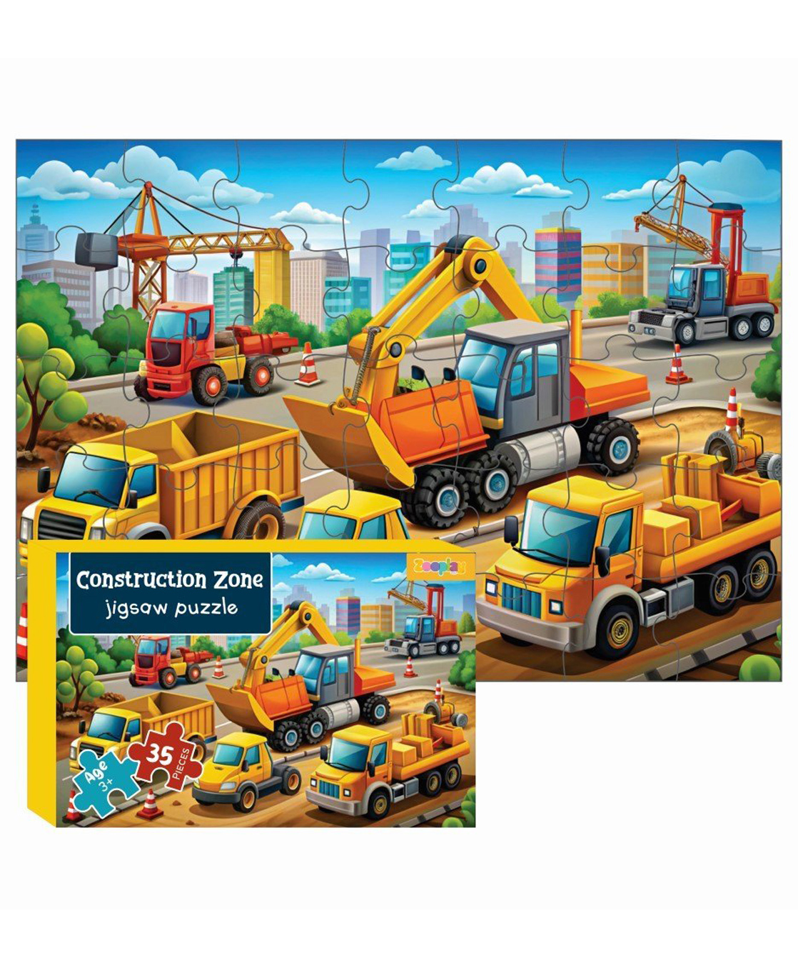 Zooplay India Construction Zone Zigsaw Puzzle - 35 pieces-image-44