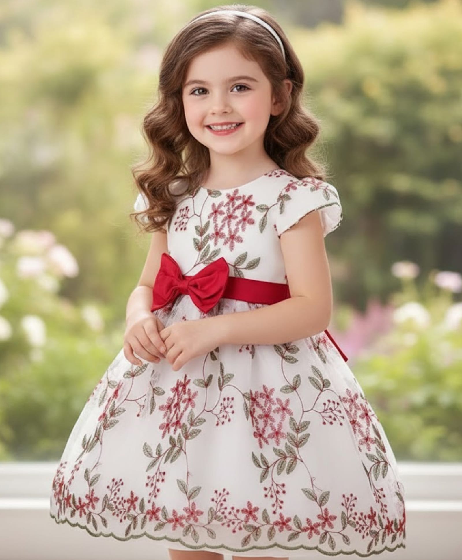 tior Mesh Knit Cap Sleeves Floral Embroidered Dress - Red-picture-22