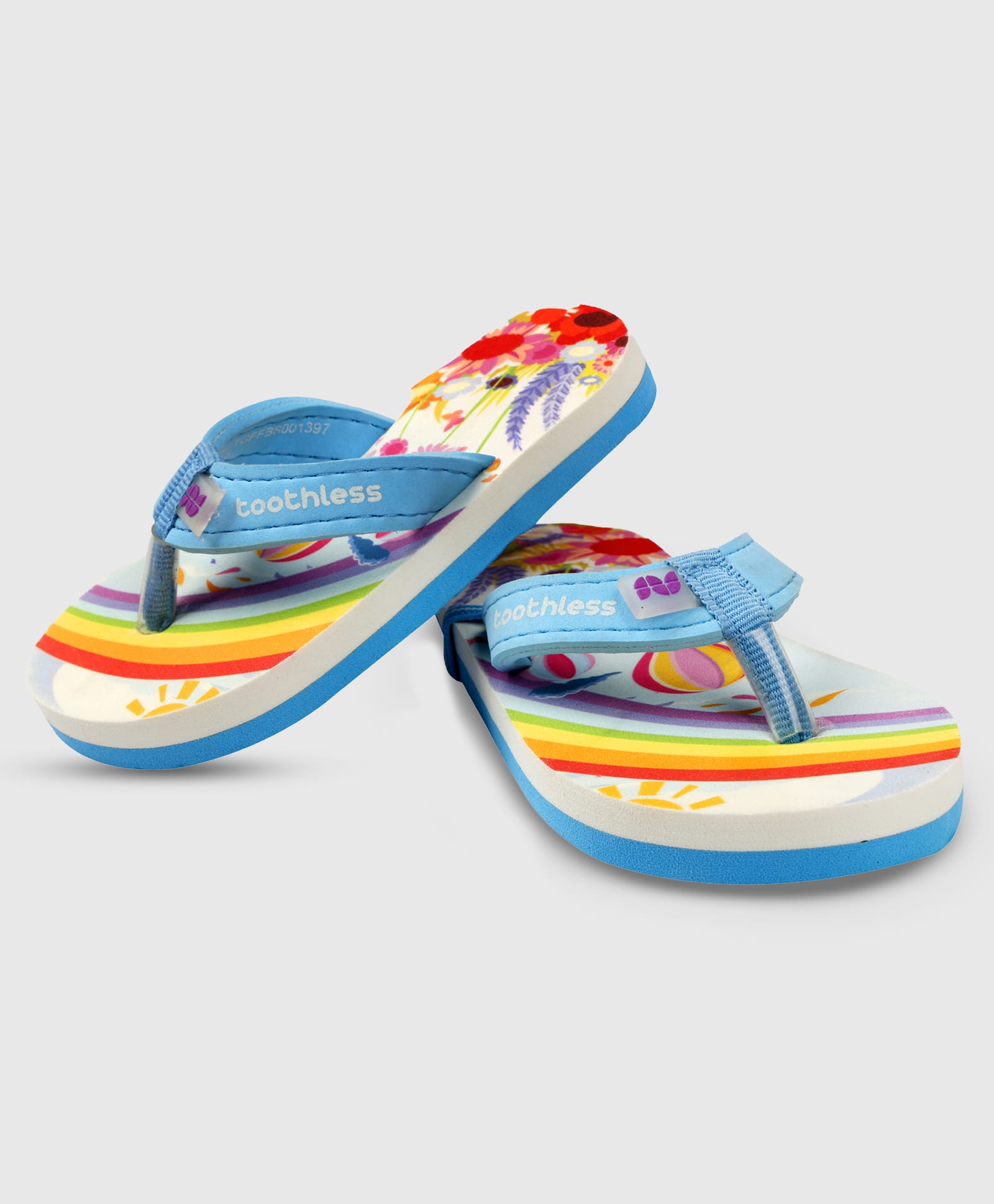 Toothless Floral Printed Flip Flops - Sky Blue-picture-13