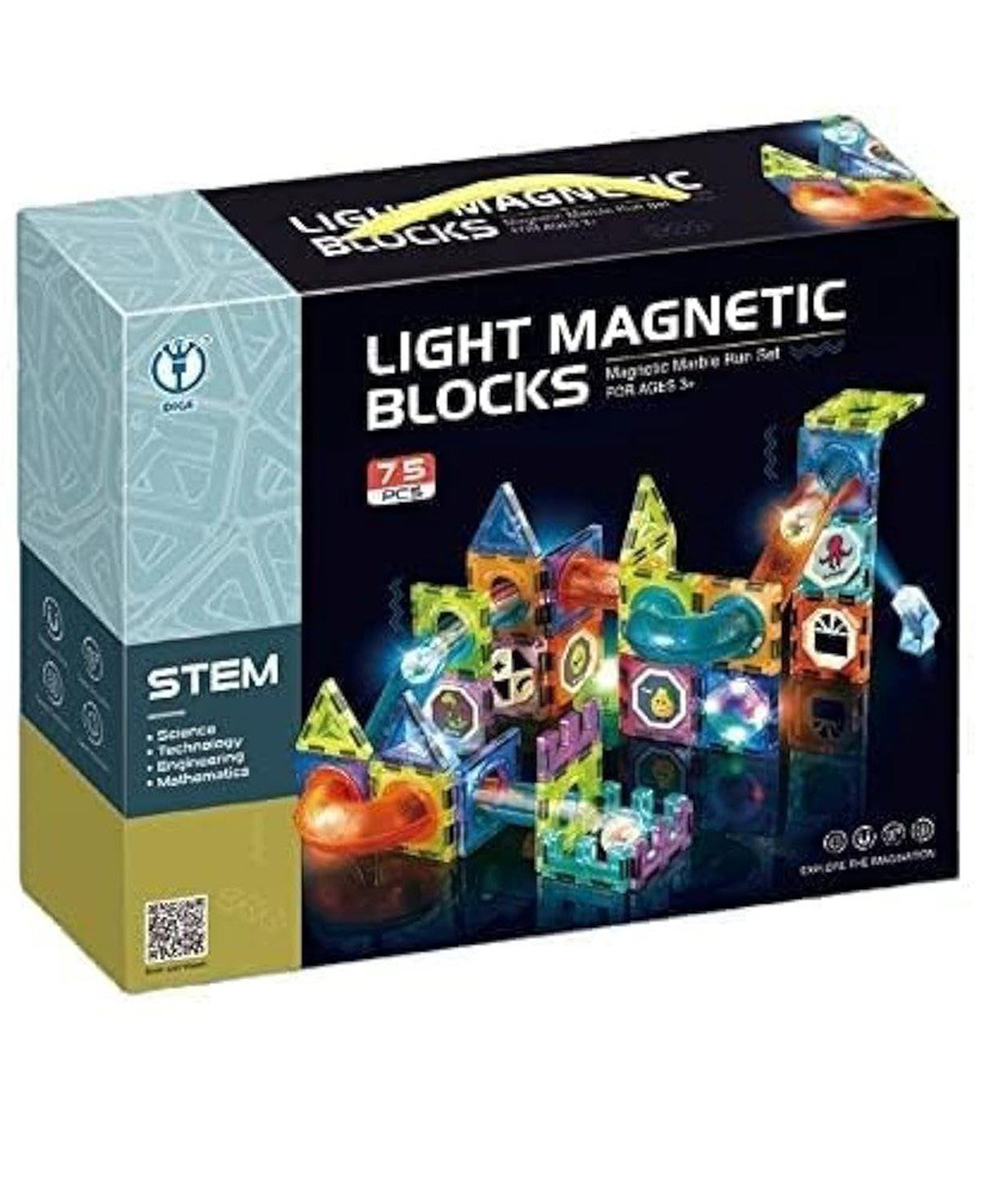 Happy Hues 75-Piece 3D Glow-in-the-Dark STEM Magnetic Marble Run Ultimate Educational Building Blocks Set for Creative Learning & Motor Skill Development-image-10