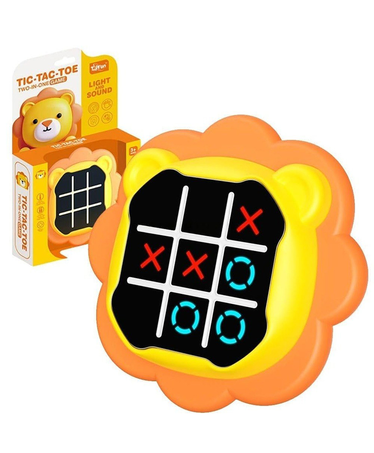 Happy Hues Electronic Tic Tac Toe Bolt Game 3-in-1 Handheld Puzzle Console with Silent Mode, Perfect Portable Travel Game for Kids & Adults Ages 3+--Lion-image-44